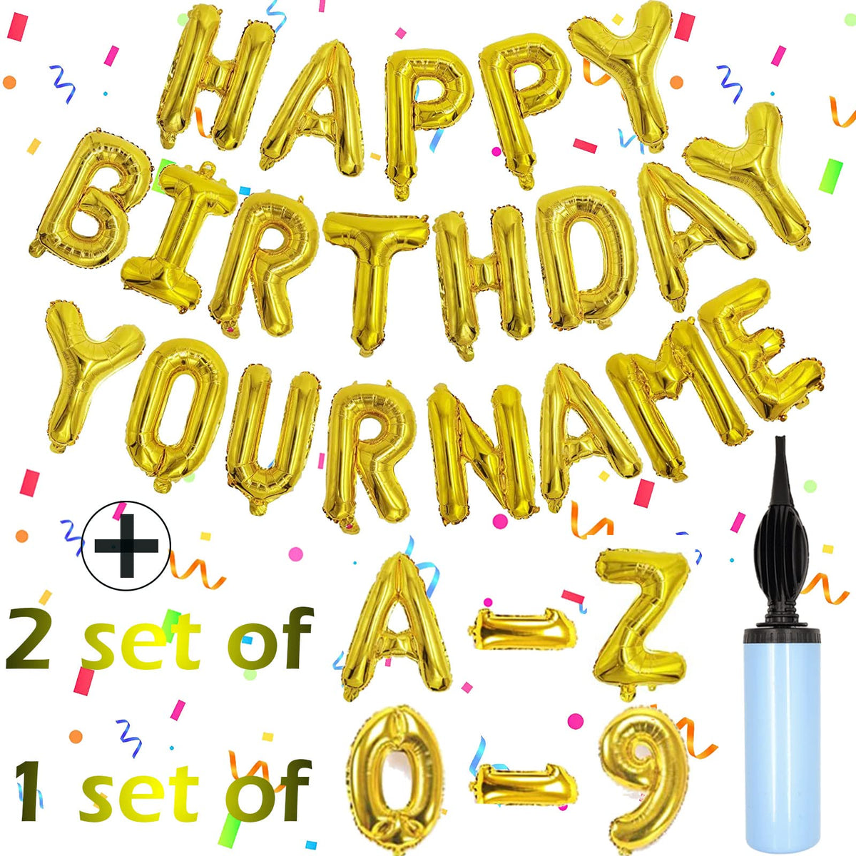 Happy Birthday Foil Balloon Banner Set for Party Decorations