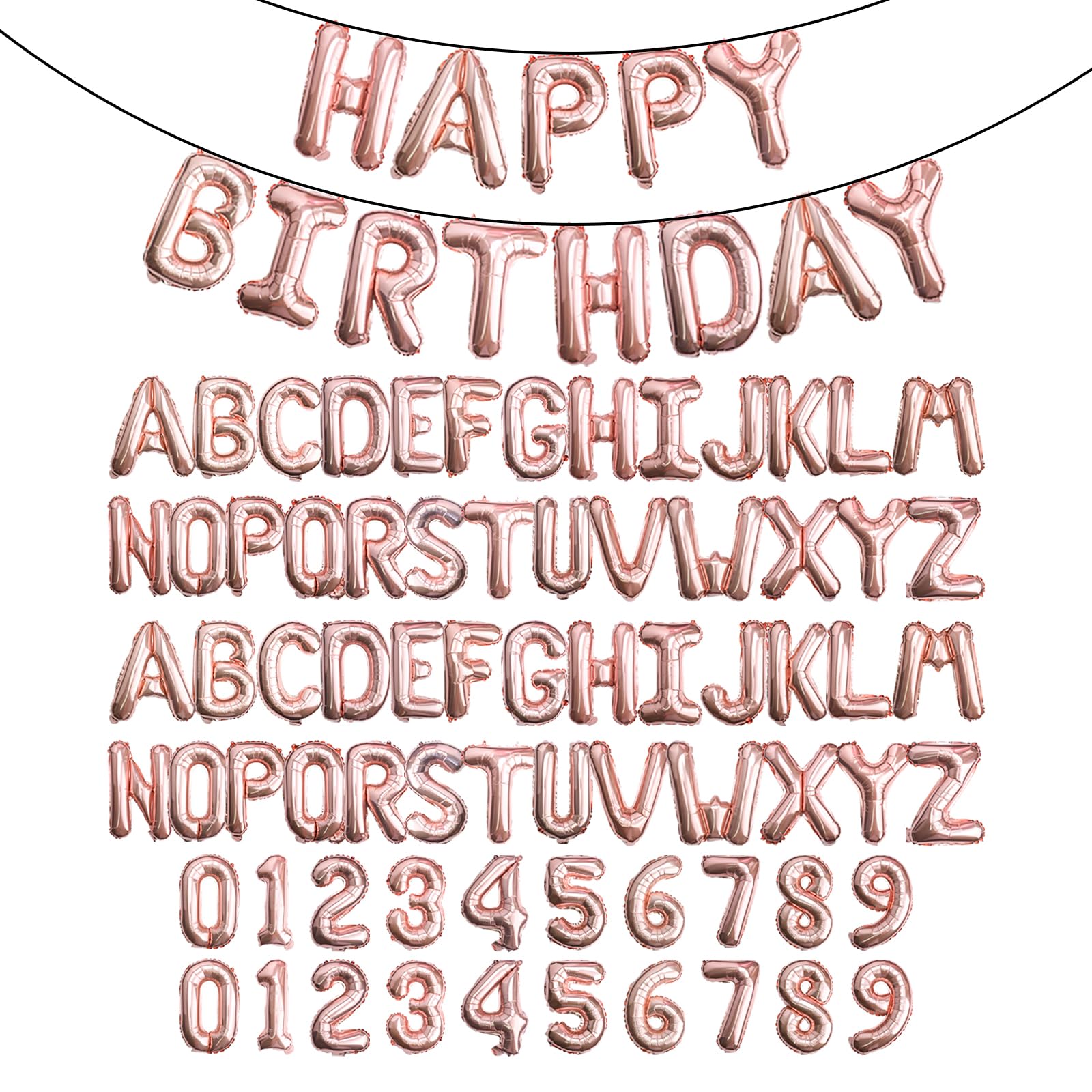 85 PCS 16" Letter Number Balloons, Happy Birthday & 2 Sets of A-Z 0-9, Foil Mylar Aluminum Hanging Alphabet for Graduation New Year eve Birthday Party Decorations