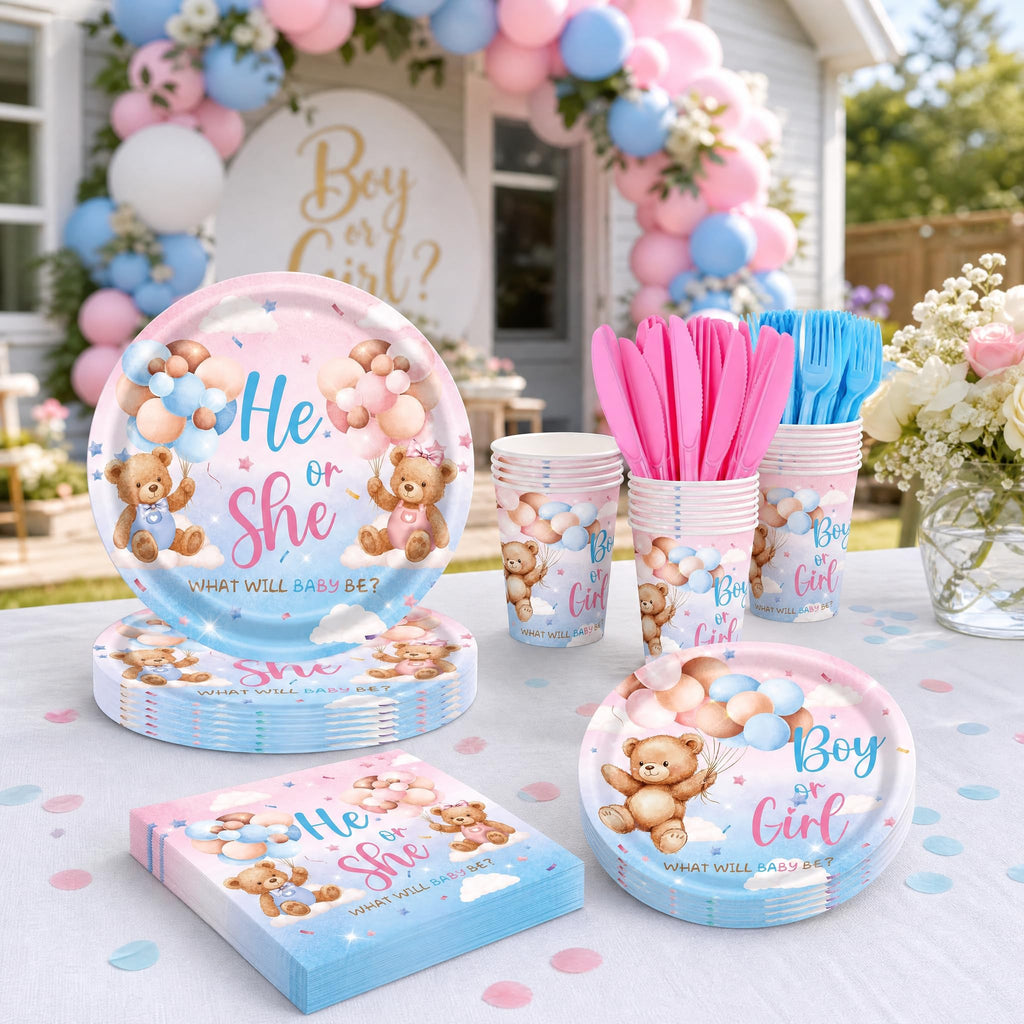 Gender Reveal Babyshower Party Tableware