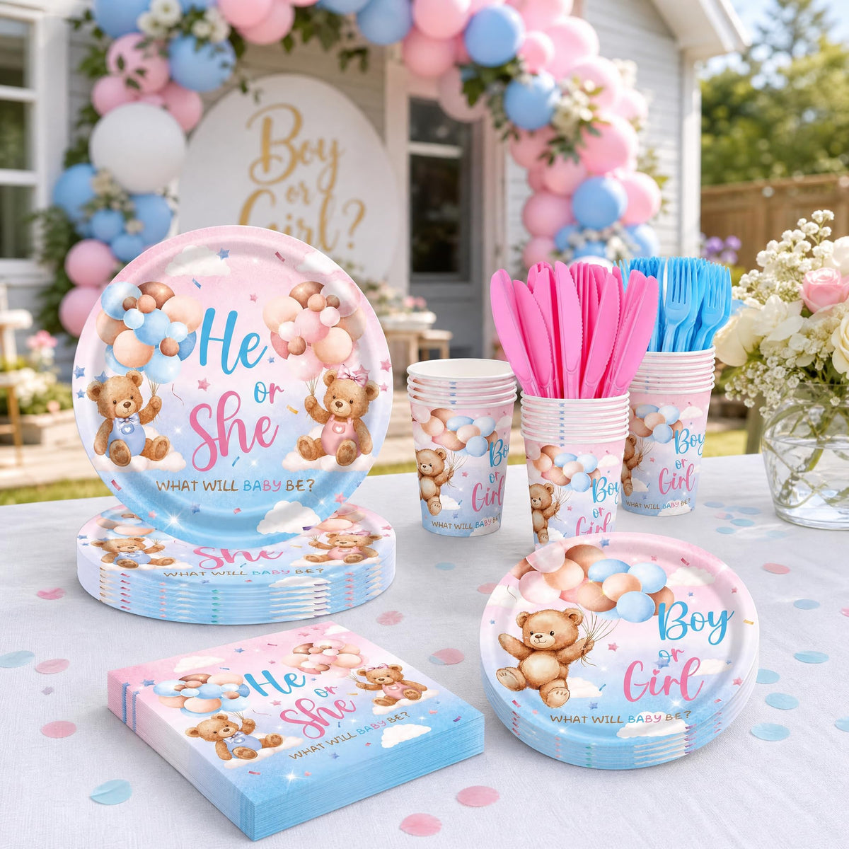 Gender Reveal Babyshower Party Tableware