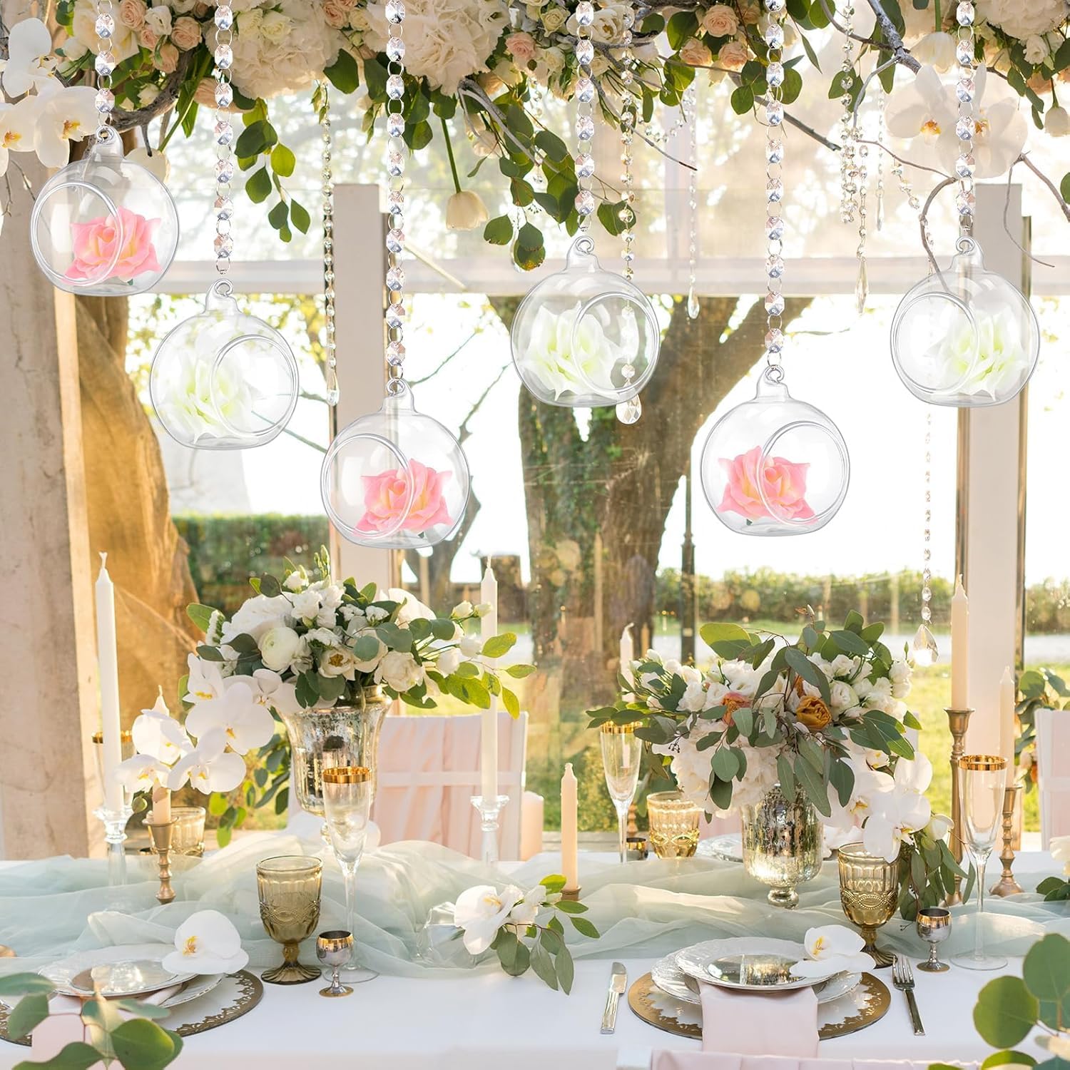 Yoande Wedding Hanging Glass Globe Hanging Tealight Holder