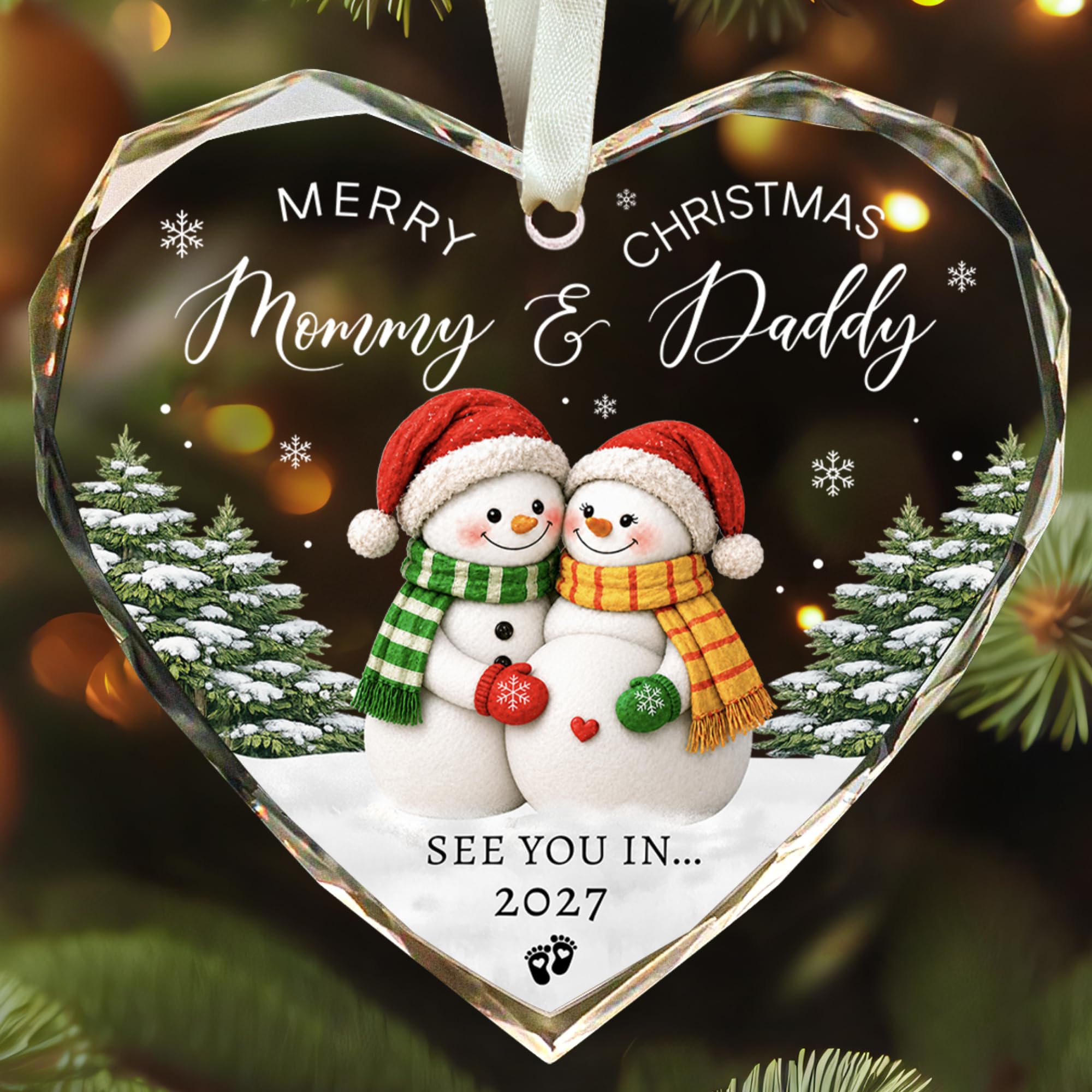 Christian Family Snowman Christmas Ornament for Parents