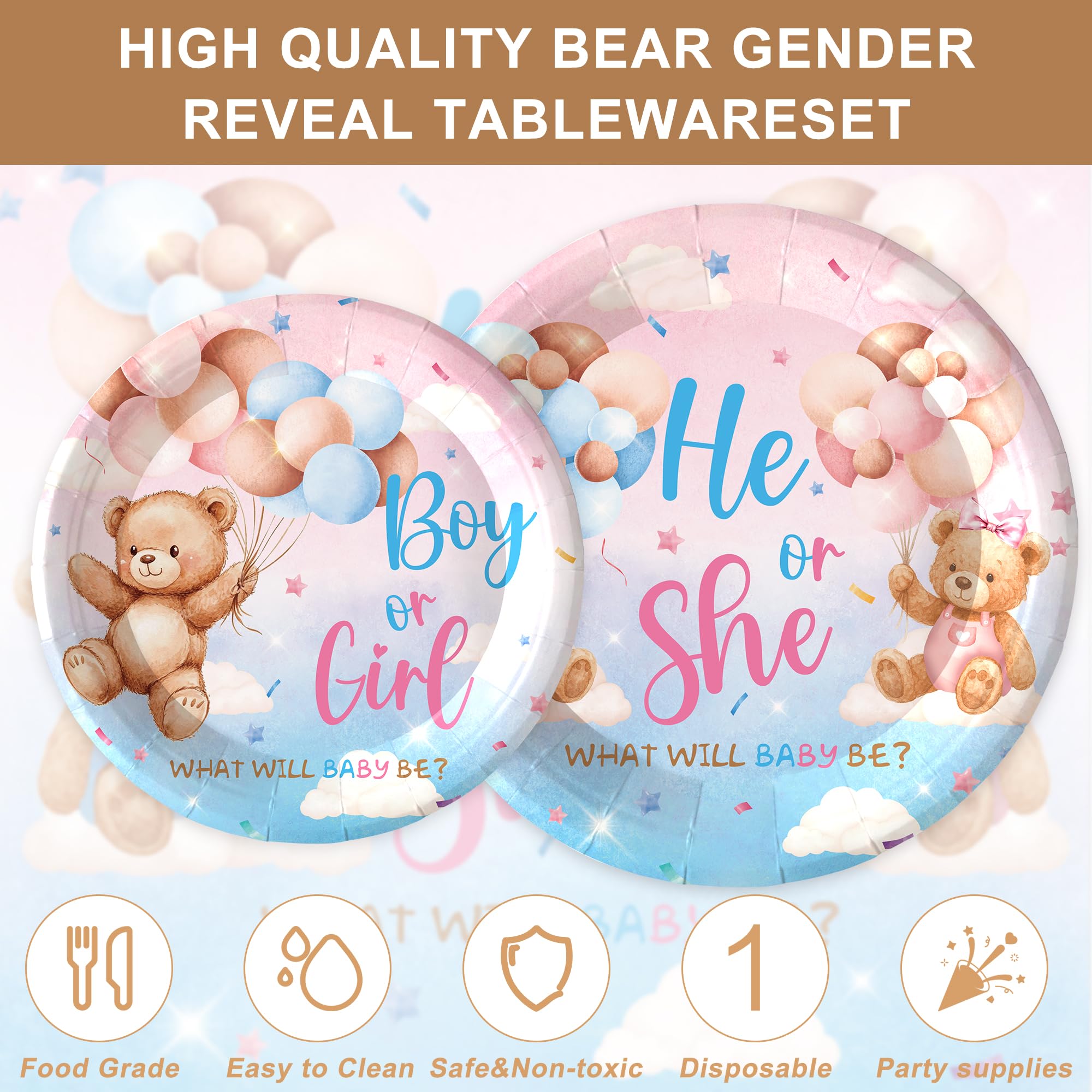 Gender Reveal Babyshower Party Tableware