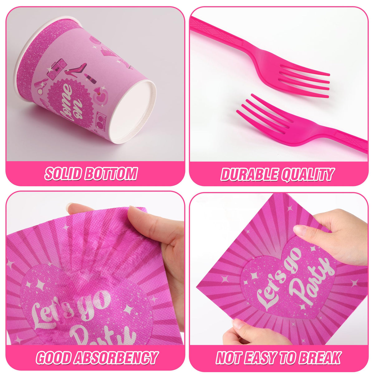 COSINIA 400 Pcs Party Plates Napkins Cups Forks Knives Spoons Set Disposable Tableware