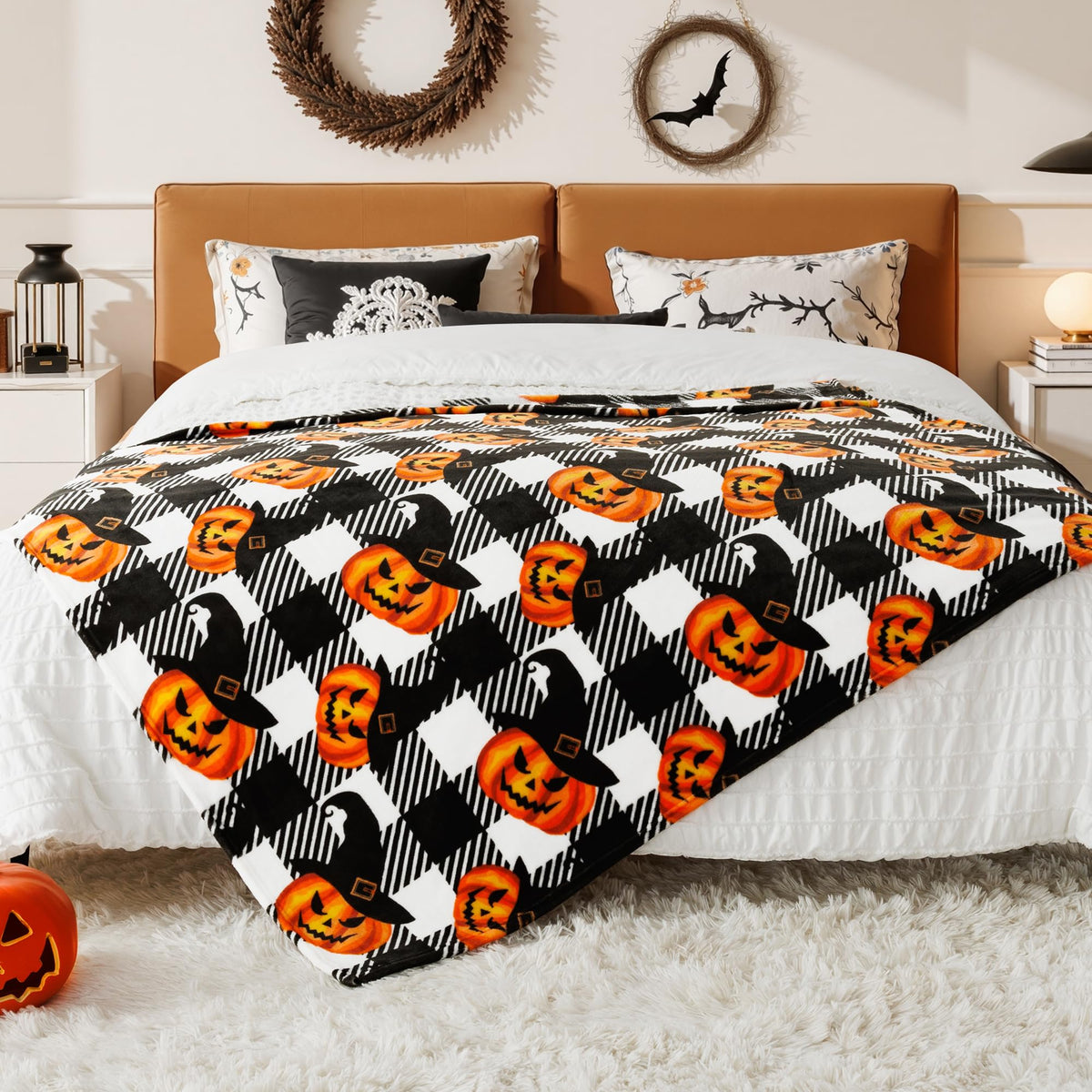Buffalo Plaid Fleece Throw Blanket for Couch, Sofa & Bed