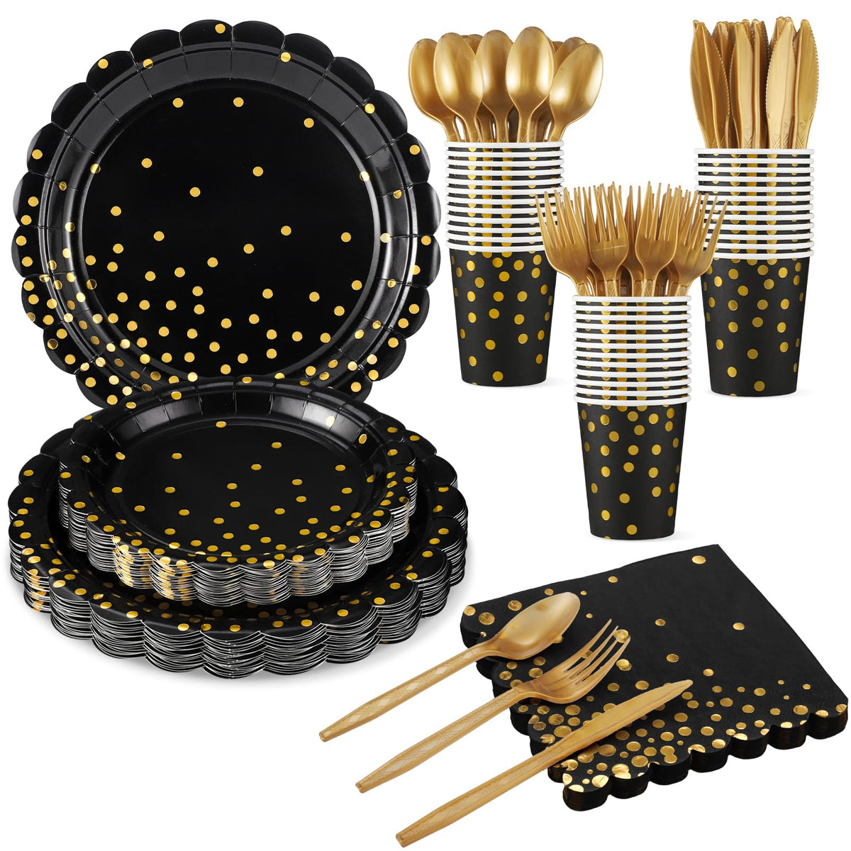 Scalloped Disposable Party Tableware Set for 25–50 Guests