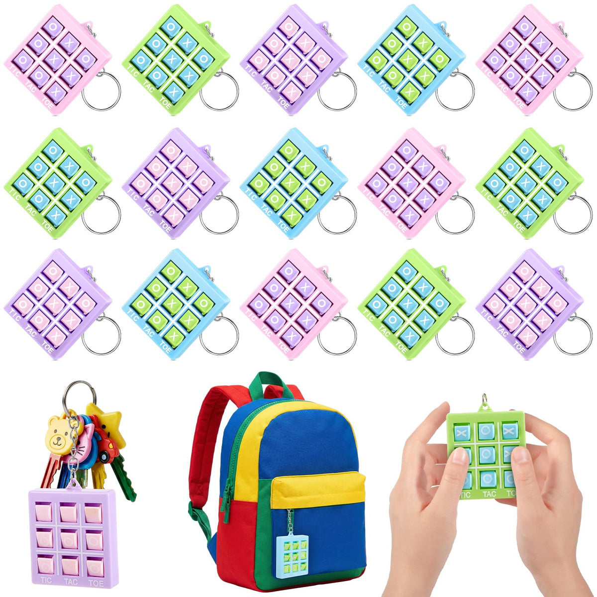 Tic Tac Toe Keychain Party Favors for Kids Ages 4–12