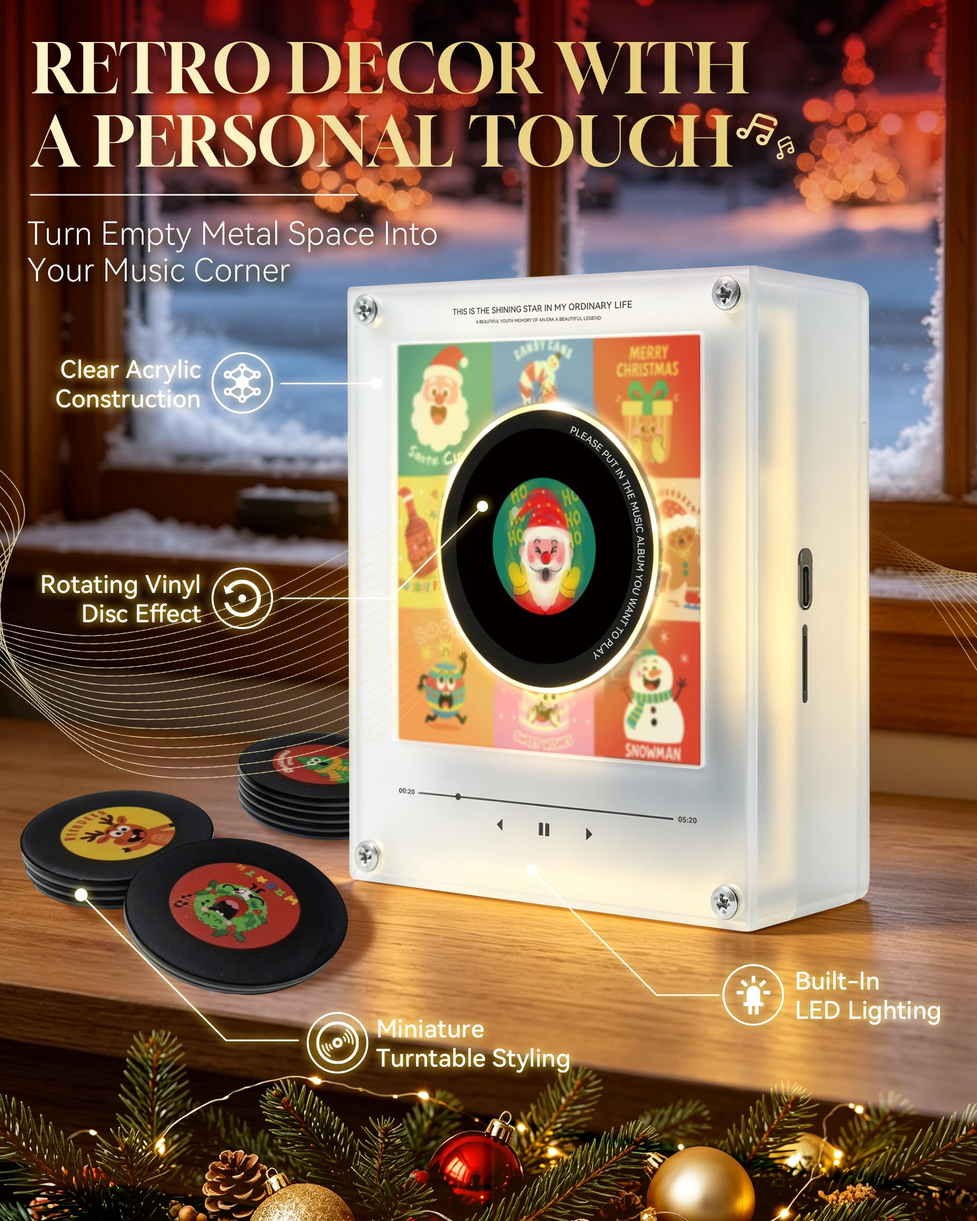 Personalized Magnetic Christmas Music Player with 9 Discs