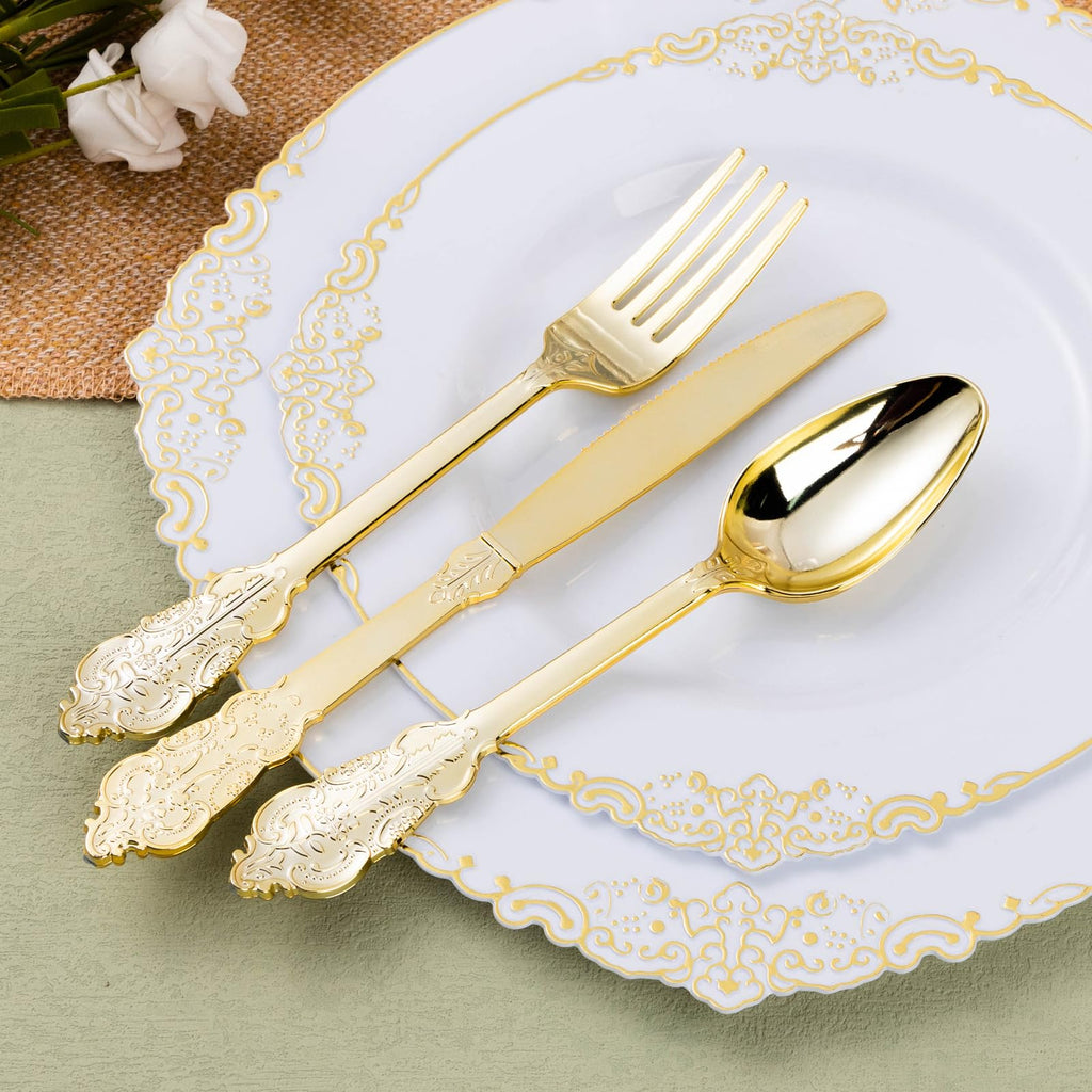 Bestluck Plastic Silverware with Pre Rolled Napkin