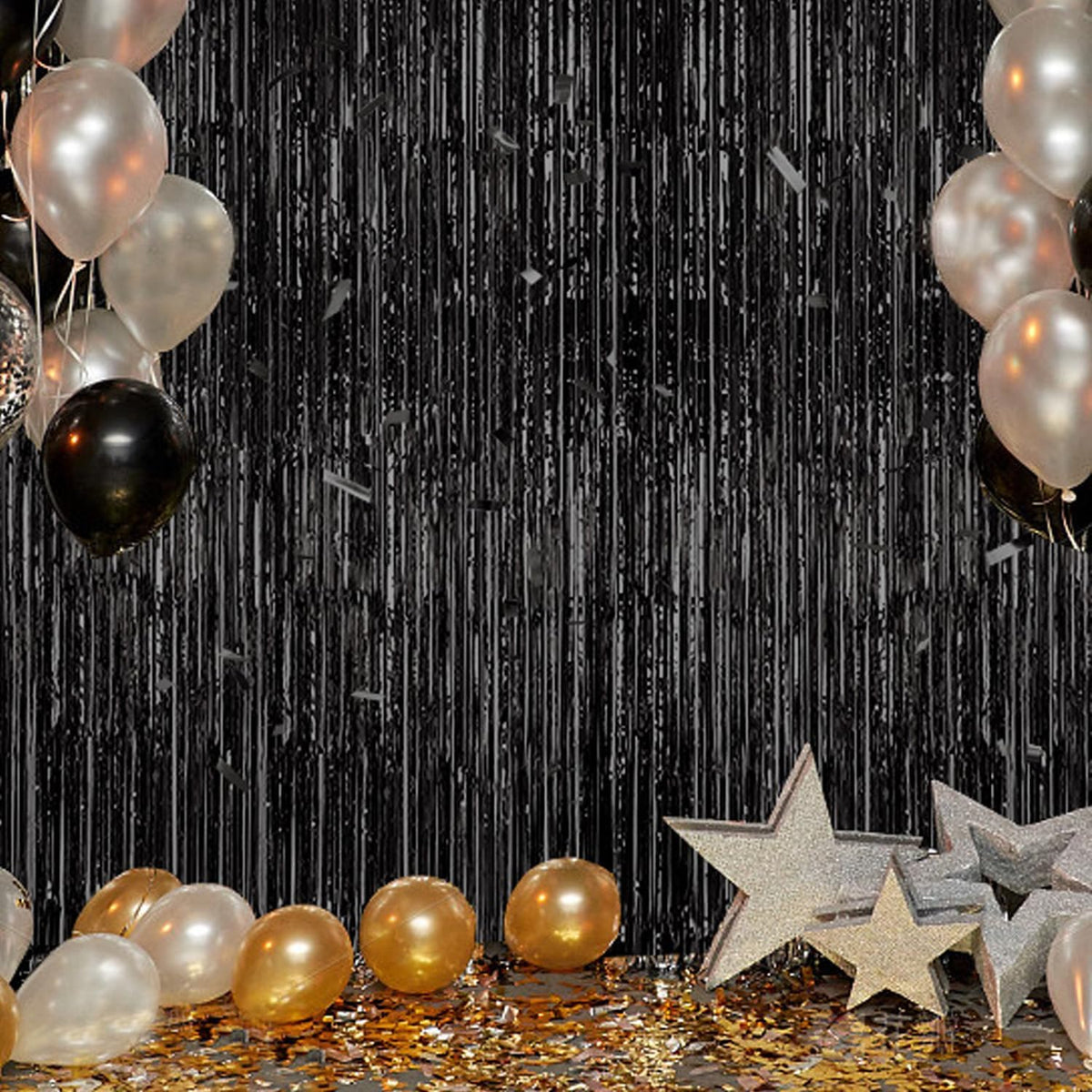 DECOCKRAT 3 Pack Foil Fringe Backdrop - Shiny Tinsel Curtains for Party Decoration/Photo Booth Props - 3.3x8.2 FT Metallic Foil Backdrop for Birthday, Wedding, Graduation, Christmas.