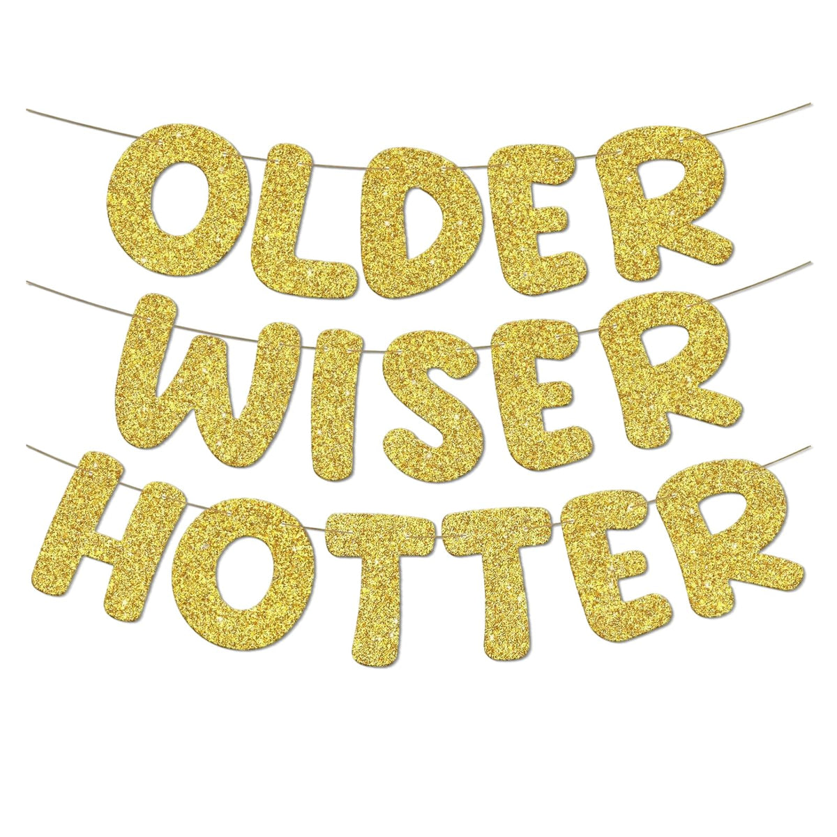 Older Wiser Hotter Red Glitter Milestone Birthday Banner