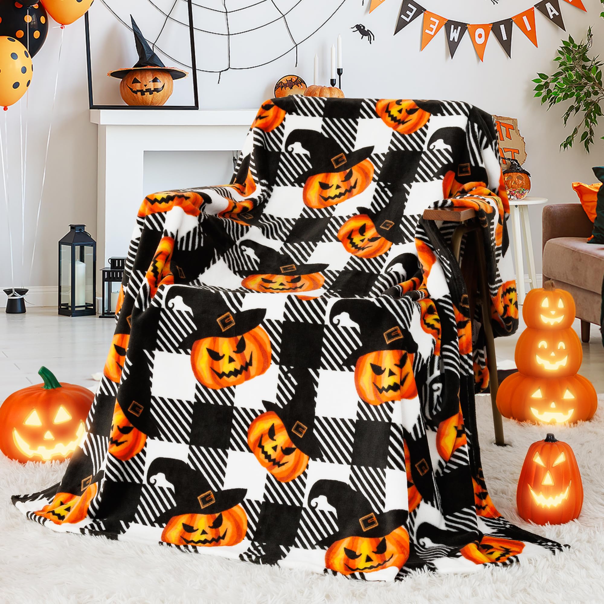 Buffalo Plaid Fleece Throw Blanket for Couch, Sofa & Bed