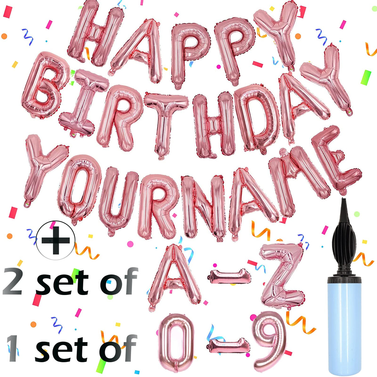 Happy Birthday Foil Balloon Banner Set for Party Decorations