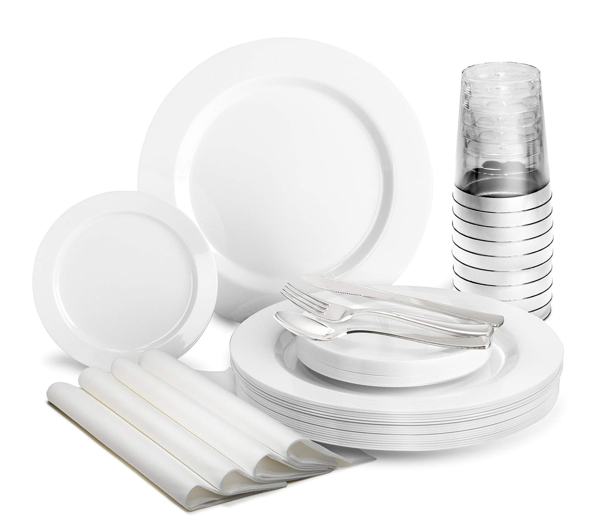 175-Piece Plain Disposable Tableware Set for 25 Guests