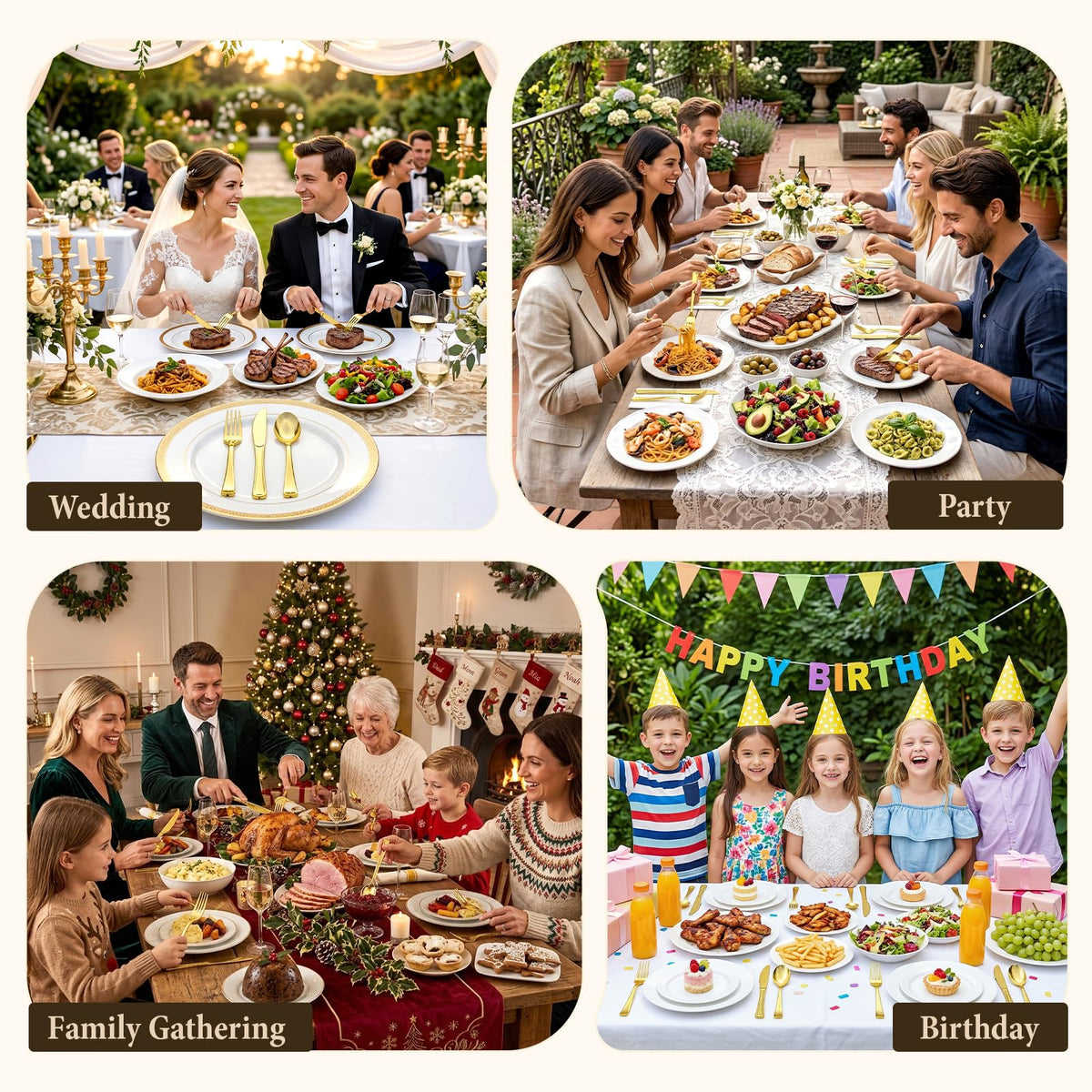 cheerserve Plastic Silverware Set Include Forks,Knives,Spoons and Napkins Heavy Duty Plastic Utensils for Party,Wedding