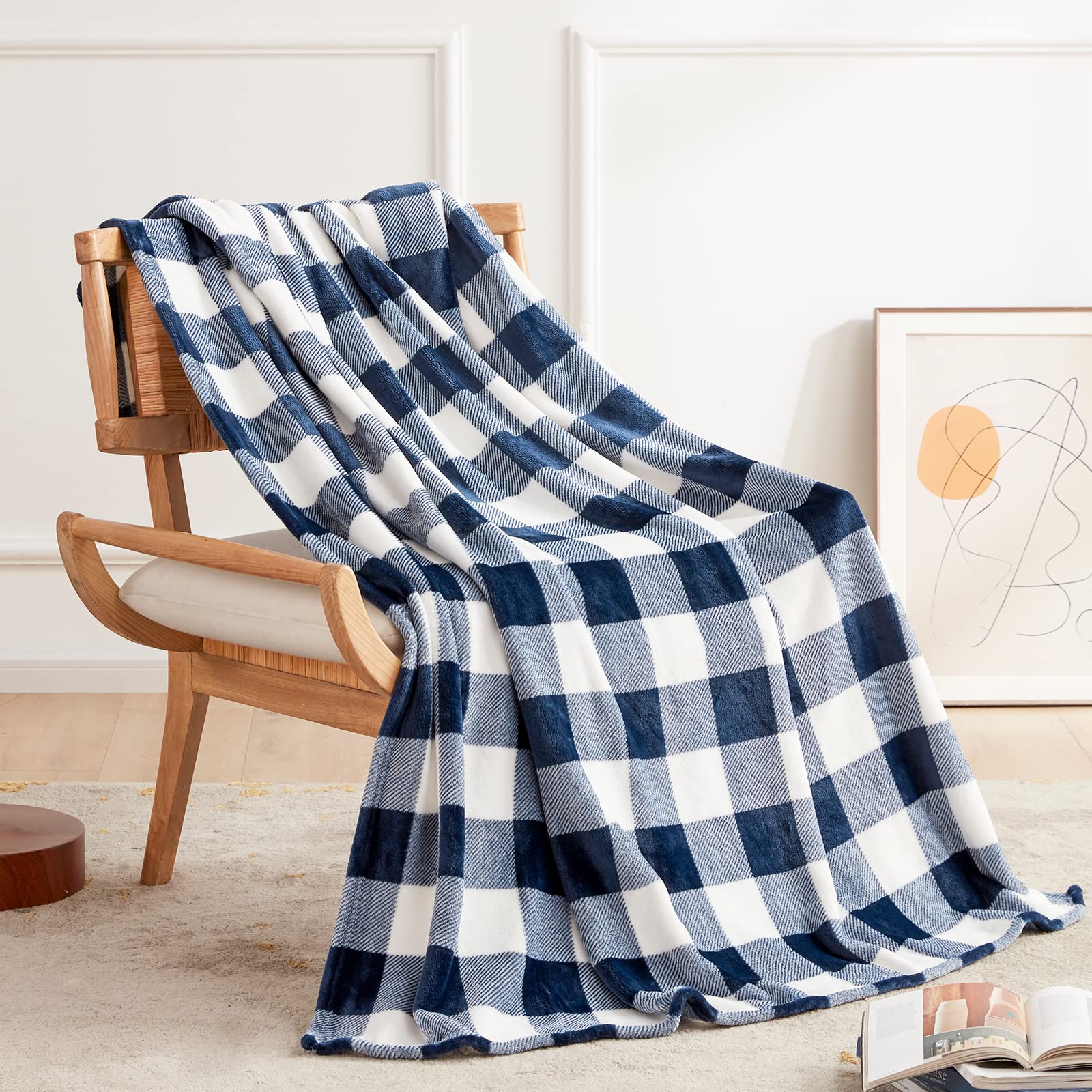 Buffalo Plaid Fleece Throw Blanket for Couch, Sofa & Bed