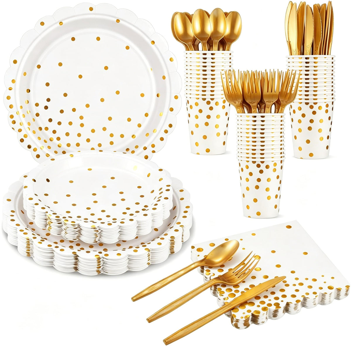 Scalloped Disposable Party Tableware Set for 25–50 Guests
