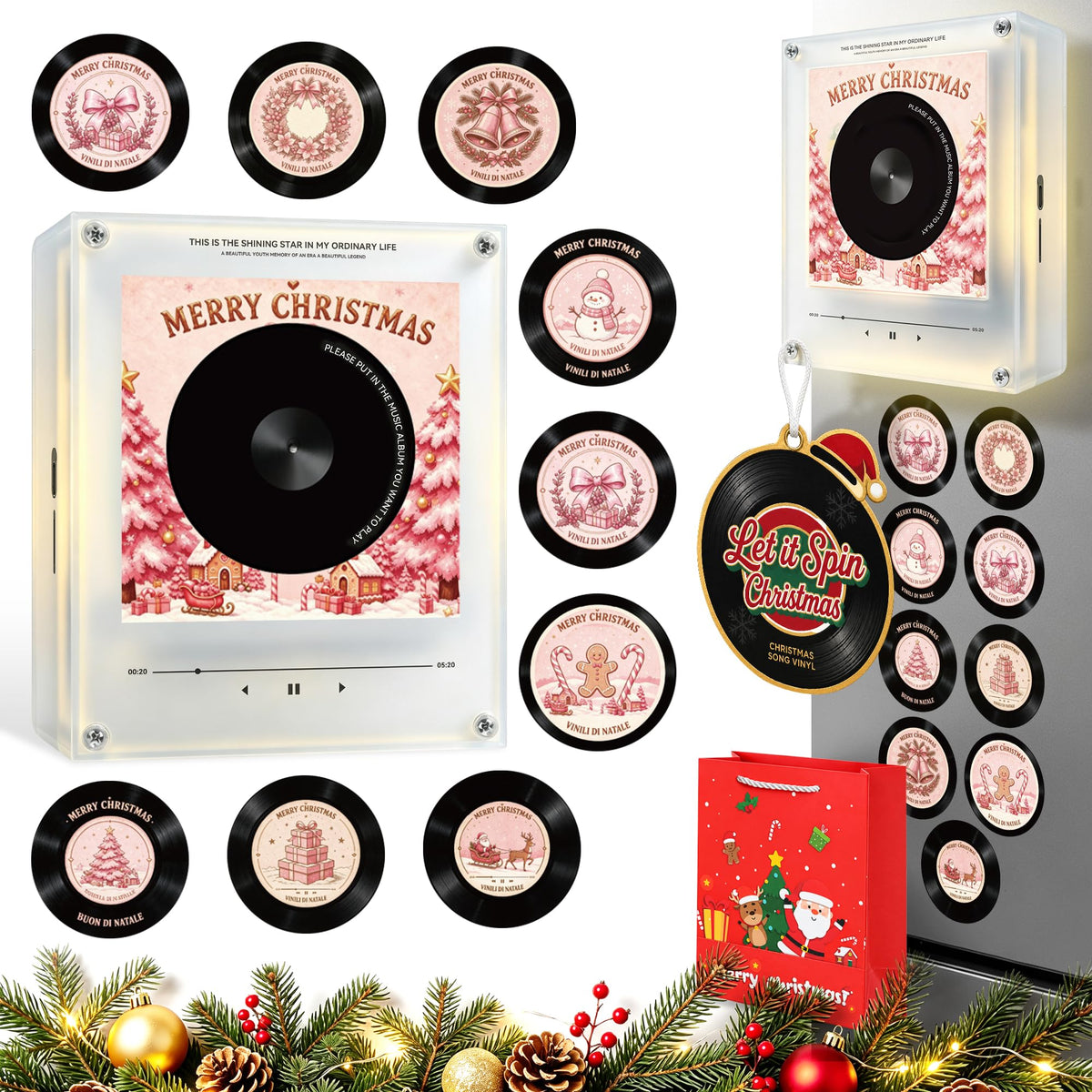 Personalized Magnetic Christmas Music Player with 9 Discs