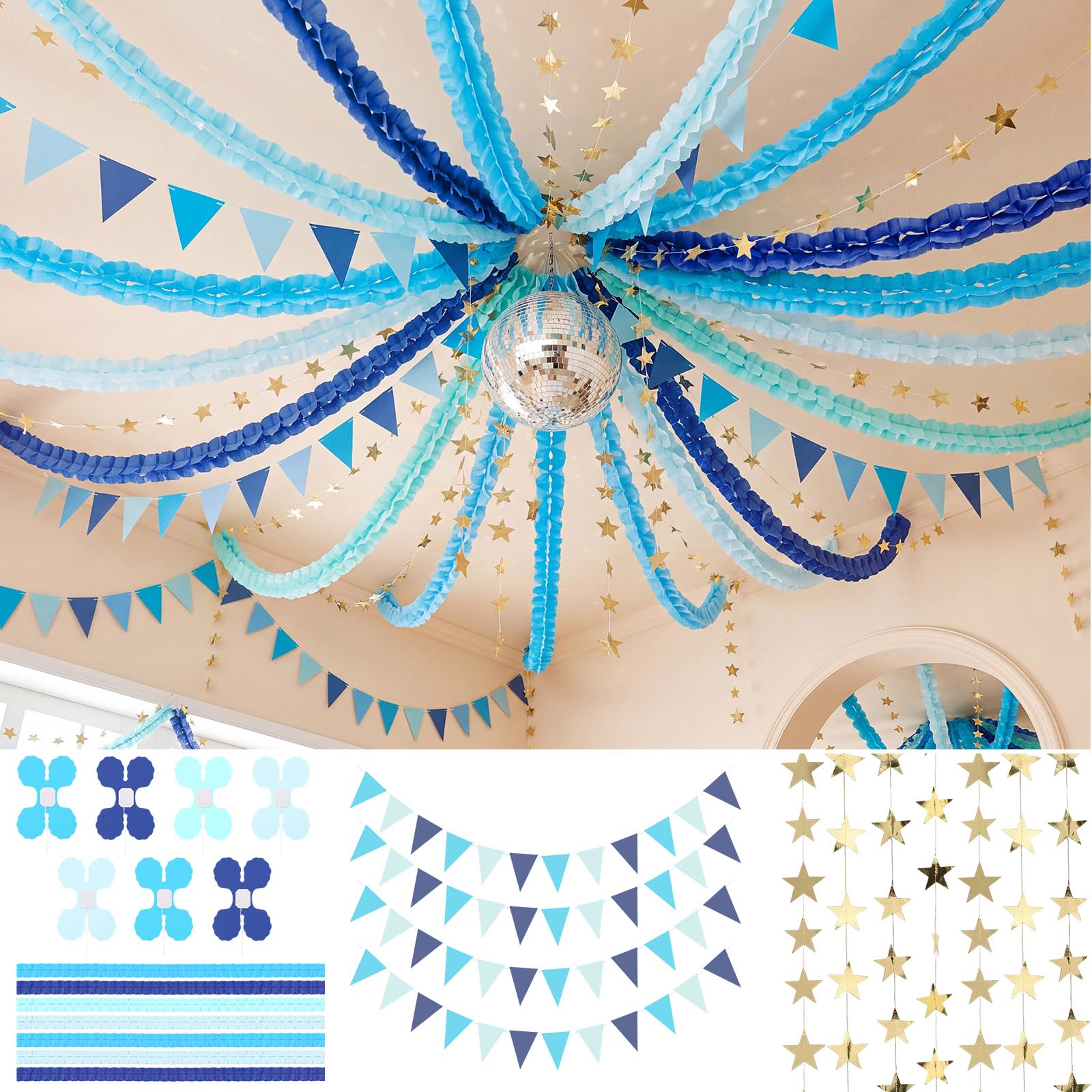 15-Piece Paper Chain Garland Kit for Party Decorations