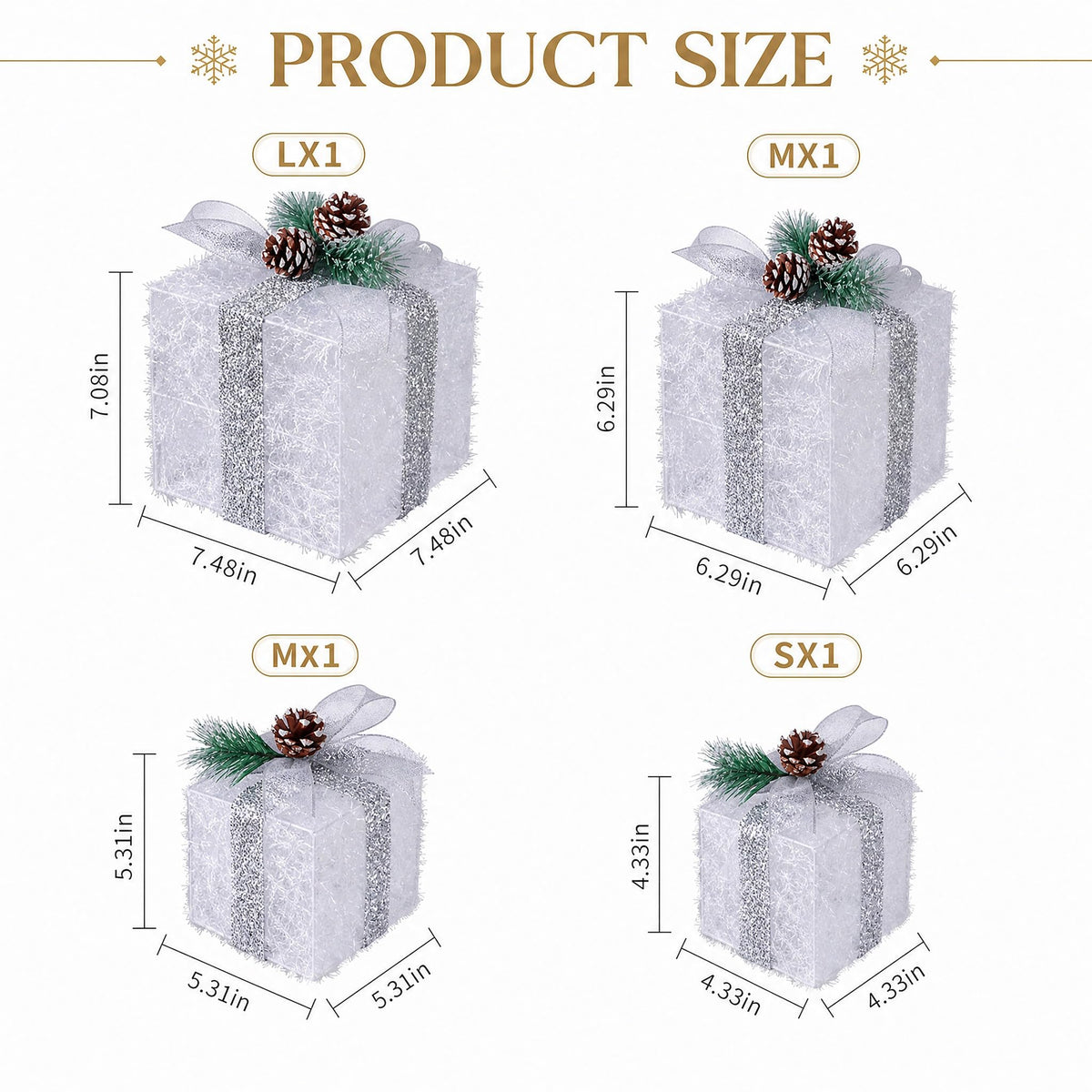 Lighted Christmas Gift Boxes with Gold Linen Holiday Decor