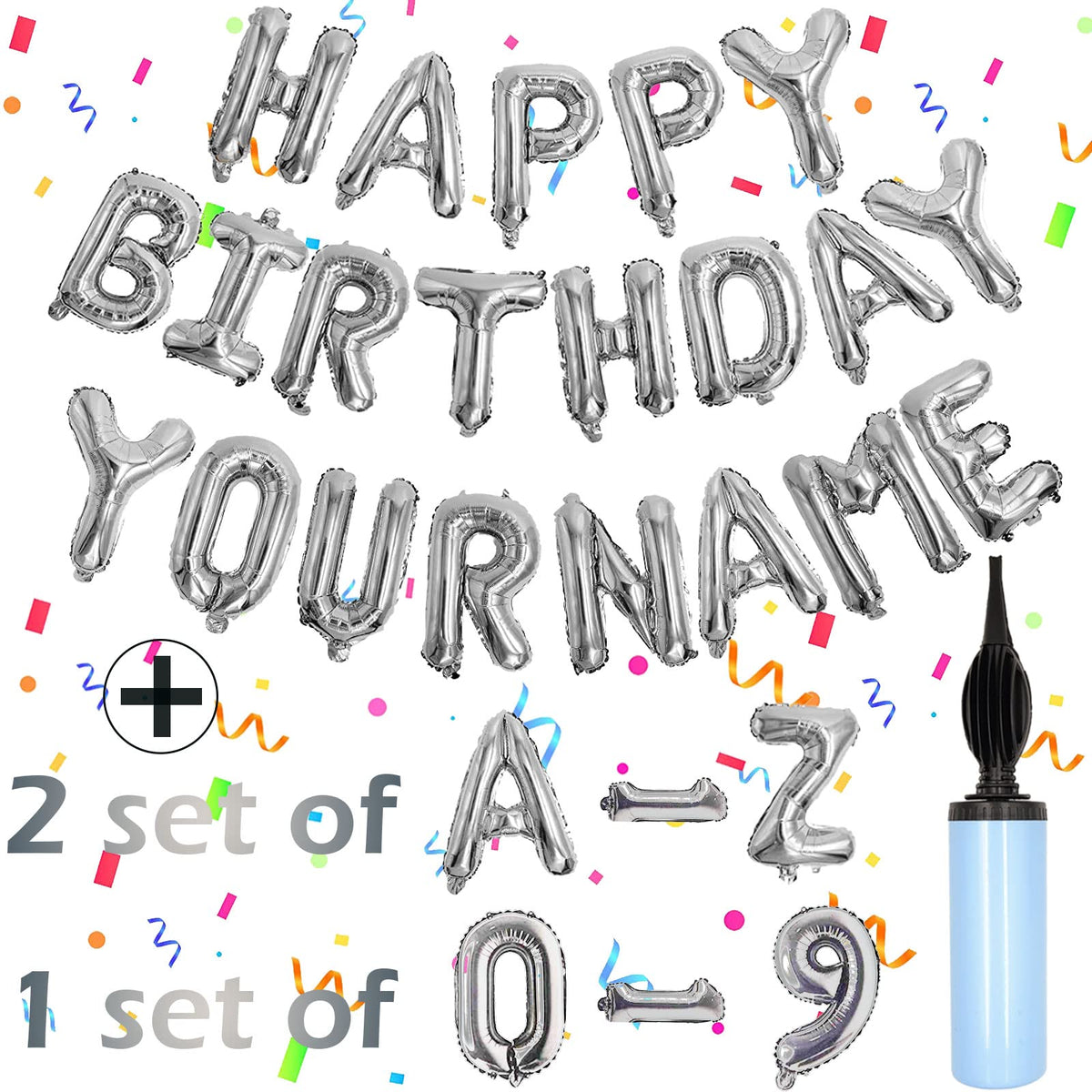 Happy Birthday Foil Balloon Banner Set for Party Decorations