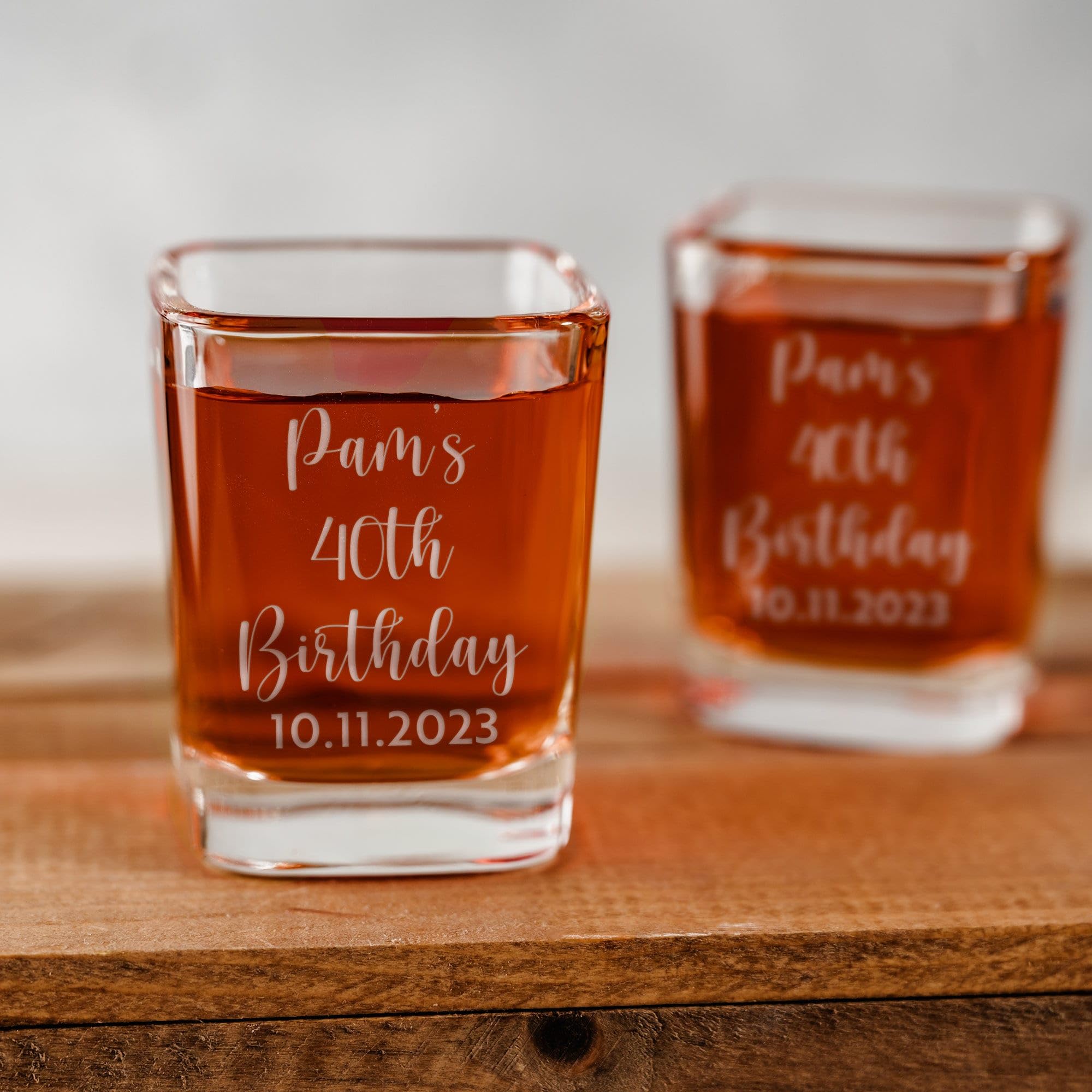 Custom 2 oz Shot Glass - Set of Glasses Personalized with Name and Birthday - Ideal for 21st, 30th, 40th, 50th Birthday Party Favors and Gifts