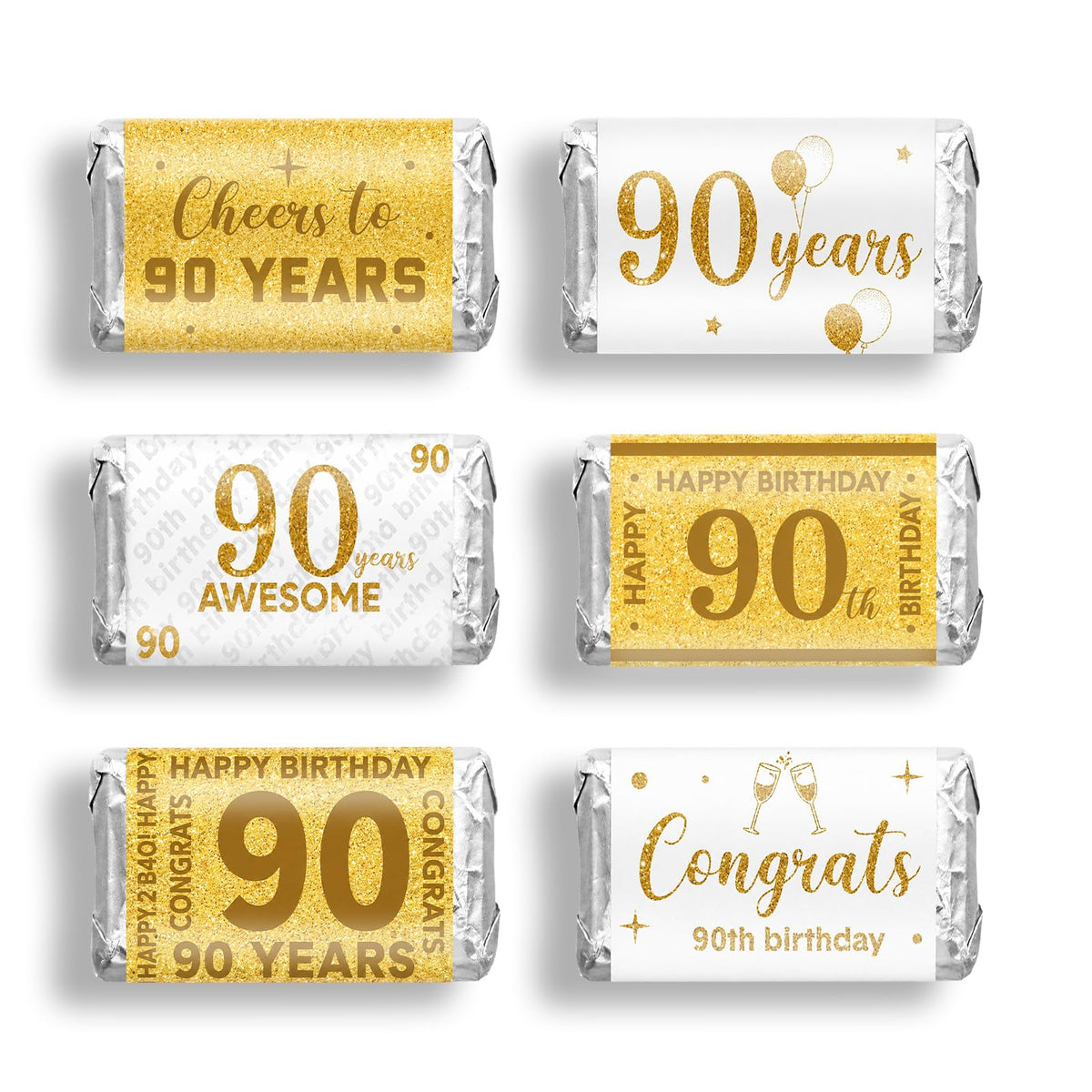 90-Piece Birthday Candy Wrapper Sticker Set for Party Favors