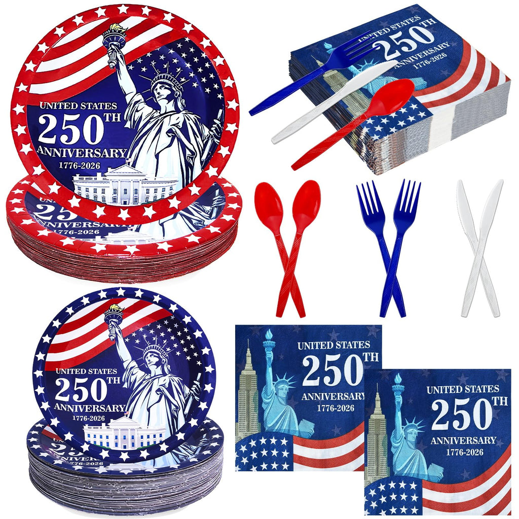 300-Piece 4th of July Patriotic Party Tableware Set