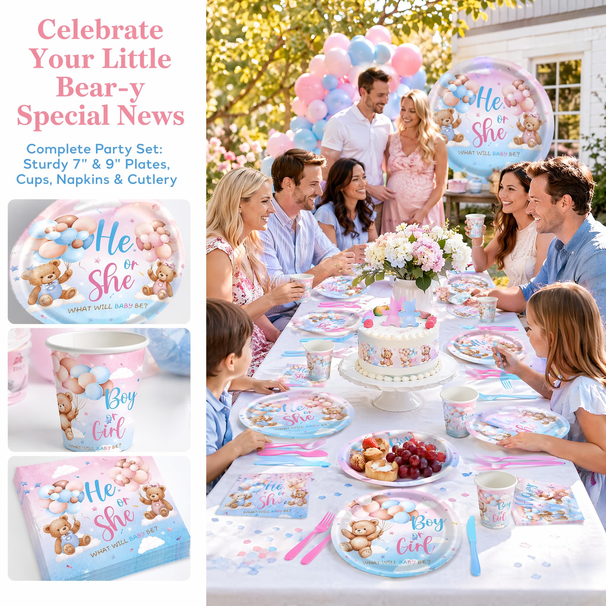 Gender Reveal Babyshower Party Tableware