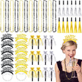 Poen 48 Pcs Black Gold Happy Birthday Party Supplies Kit Photo Booth Props