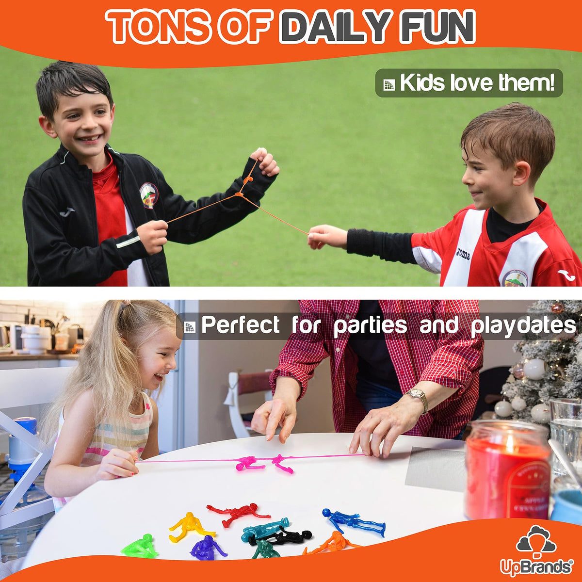 UpBrands Halloween Party Favors for Kids – Spooky & Stretchy Mini Skeleton Toys for Trick-or-Treat Giveaways, Classroom Rewards and Bulk Party Supplies