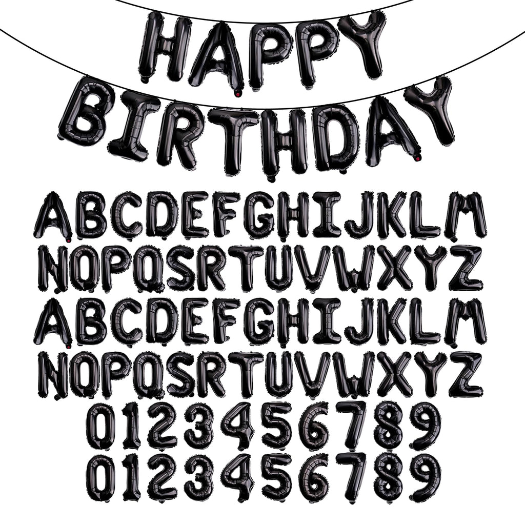 85 PCS 16" Letter Number Balloons, Happy Birthday & 2 Sets of A-Z 0-9, Foil Mylar Aluminum Hanging Alphabet for Graduation New Year eve Birthday Party Decorations