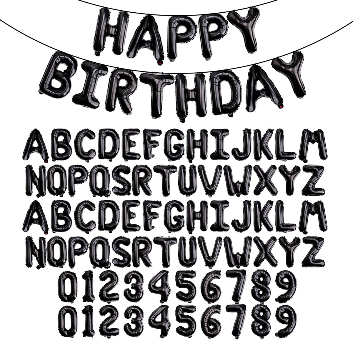 85 PCS 16" Letter Number Balloons, Happy Birthday & 2 Sets of A-Z 0-9, Foil Mylar Aluminum Hanging Alphabet for Graduation New Year eve Birthday Party Decorations