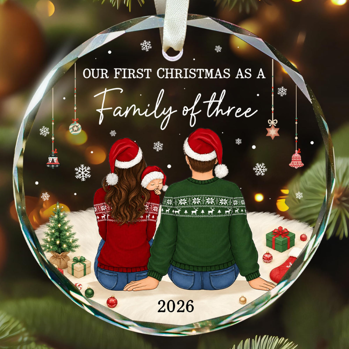 Christian Family Snowman Christmas Ornament for Parents