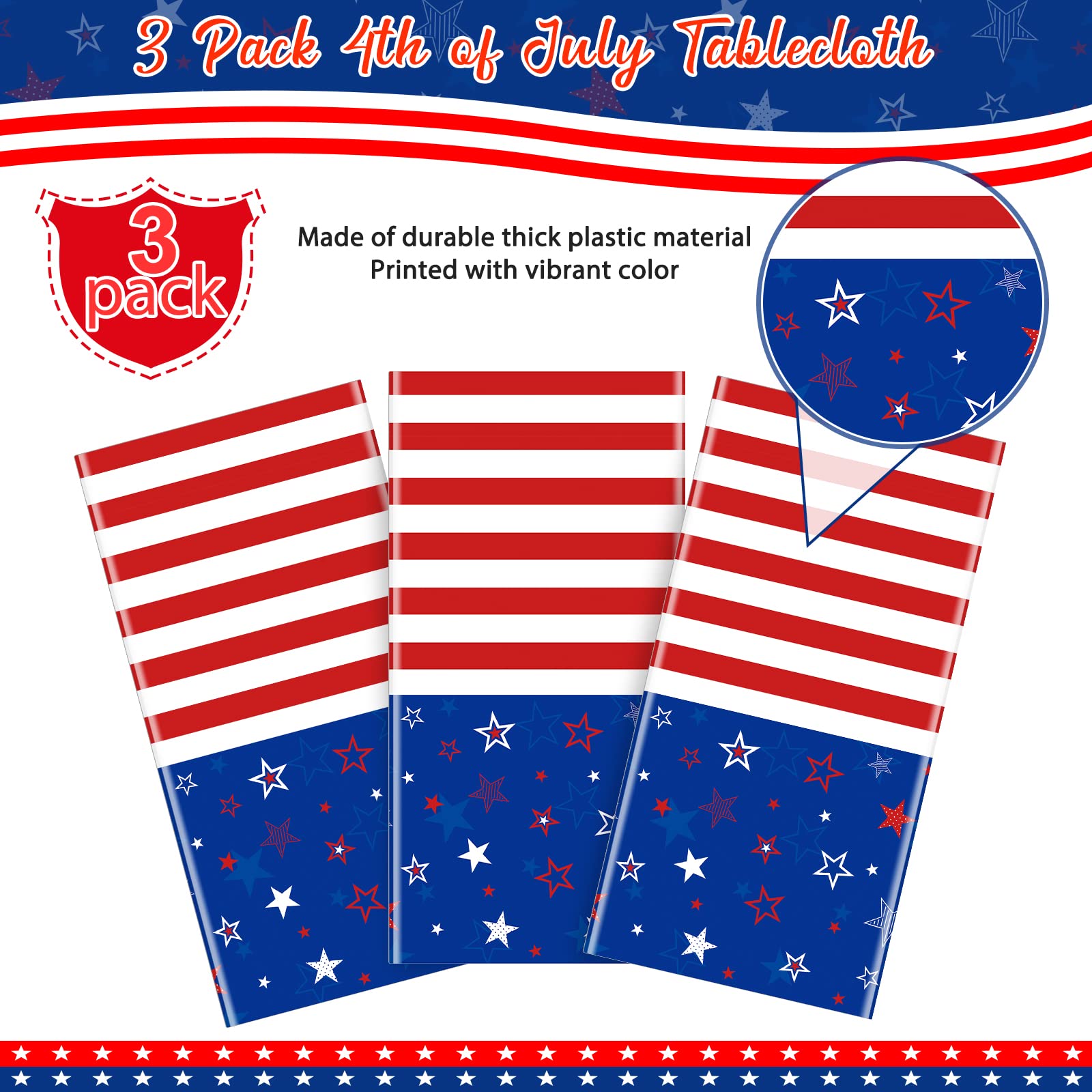 4th of July Patriotic Plastic Tablecloth Party Decor