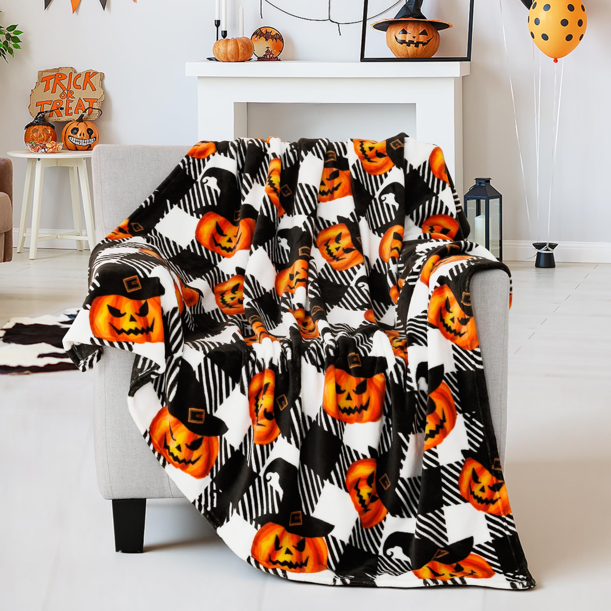 Buffalo Plaid Fleece Throw Blanket for Couch, Sofa & Bed