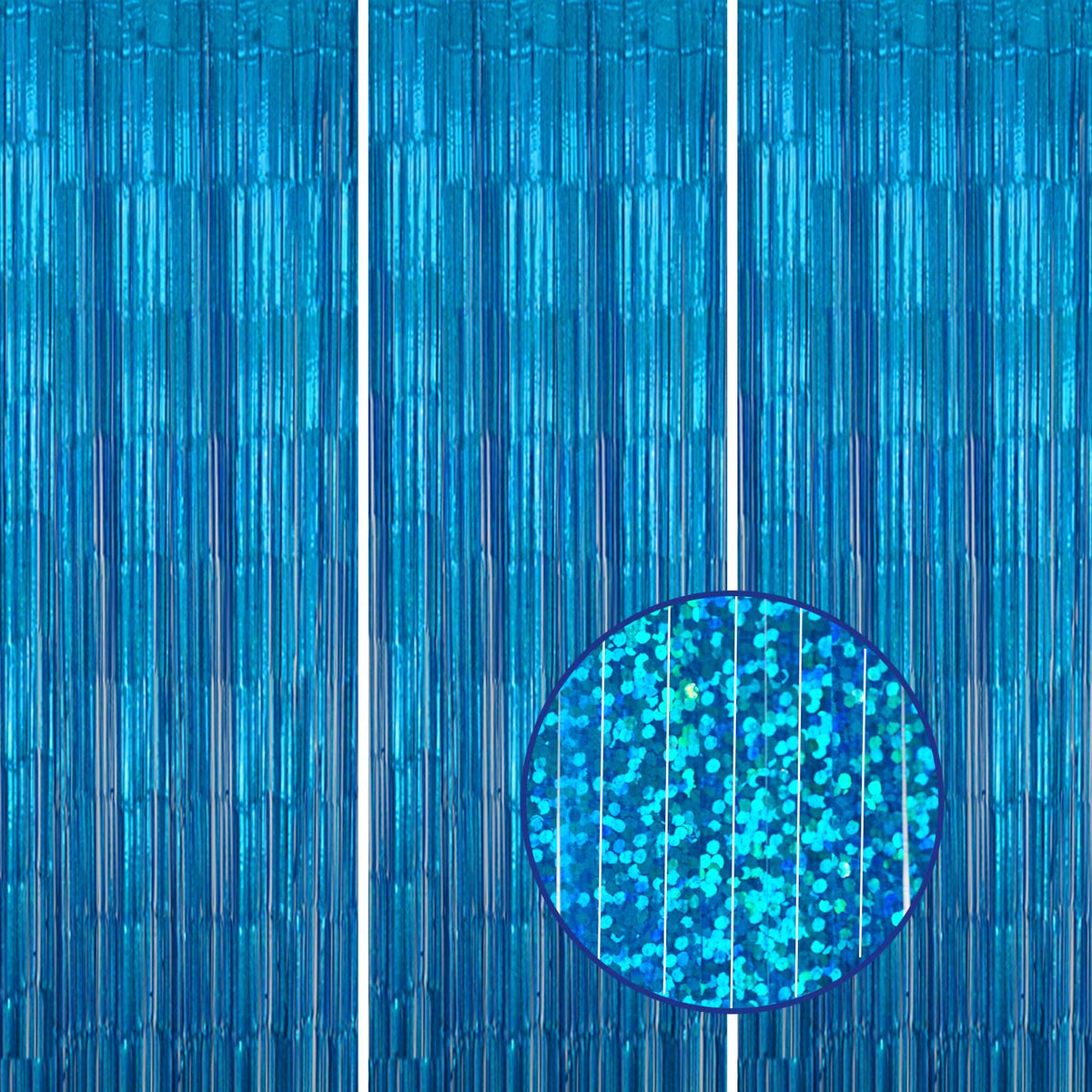 3-Pack Metallic Foil Fringe Backdrop Curtains for Parties