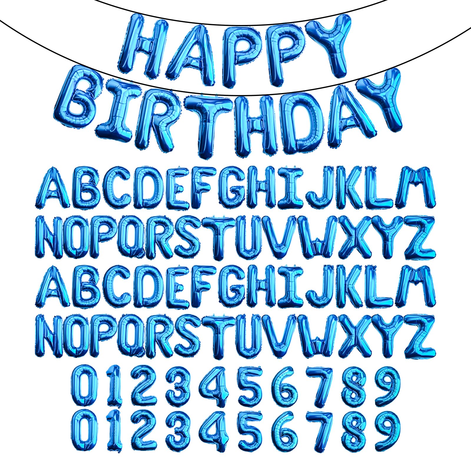 85 PCS 16" Letter Number Balloons, Happy Birthday & 2 Sets of A-Z 0-9, Foil Mylar Aluminum Hanging Alphabet for Graduation New Year eve Birthday Party Decorations