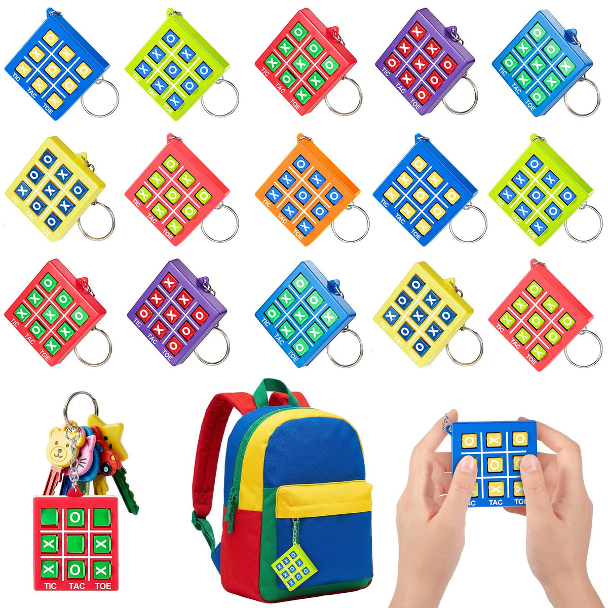 Hicarer Tic Tac Toe Game Keychain Party Favor for Kid 4-8 8-12