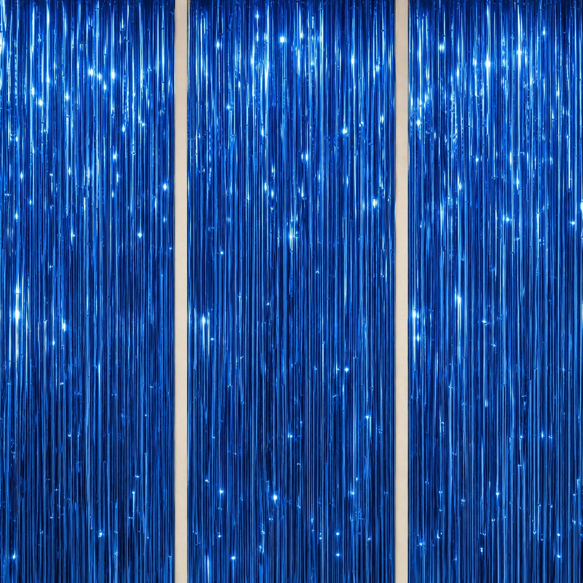 3-Pack Metallic Foil Fringe Backdrop Curtains for Parties