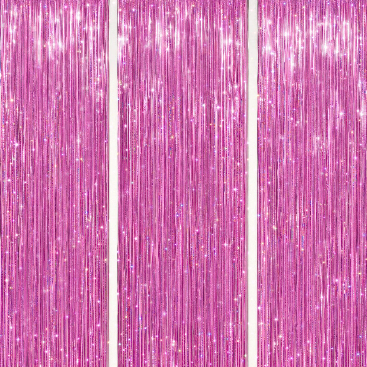 3-Pack Metallic Foil Fringe Backdrop Curtains for Parties