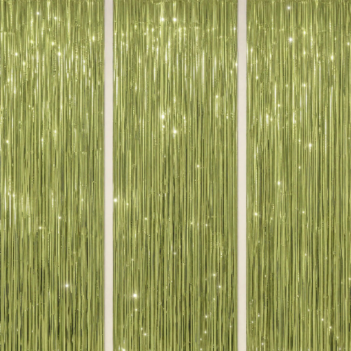 3-Pack Metallic Foil Fringe Backdrop Curtains for Parties