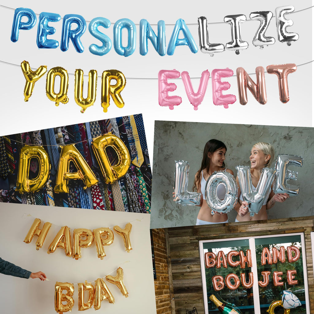 Letter Balloons A to Z Custom DIY Phrase Banner for Baby Shower Wedding Party Supplies Personalized Decor Foil Alphabet Balloons 16Inch
