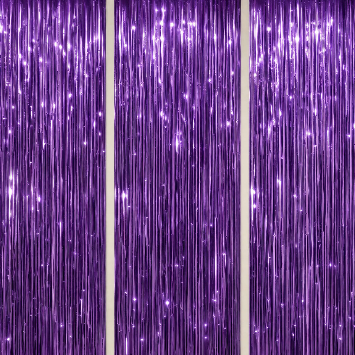 3-Pack Metallic Foil Fringe Backdrop Curtains for Parties