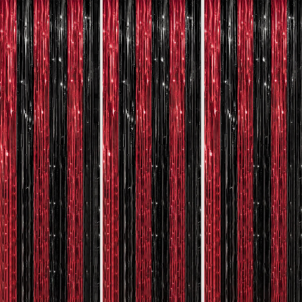 3-Pack Metallic Foil Fringe Backdrop Curtains for Parties