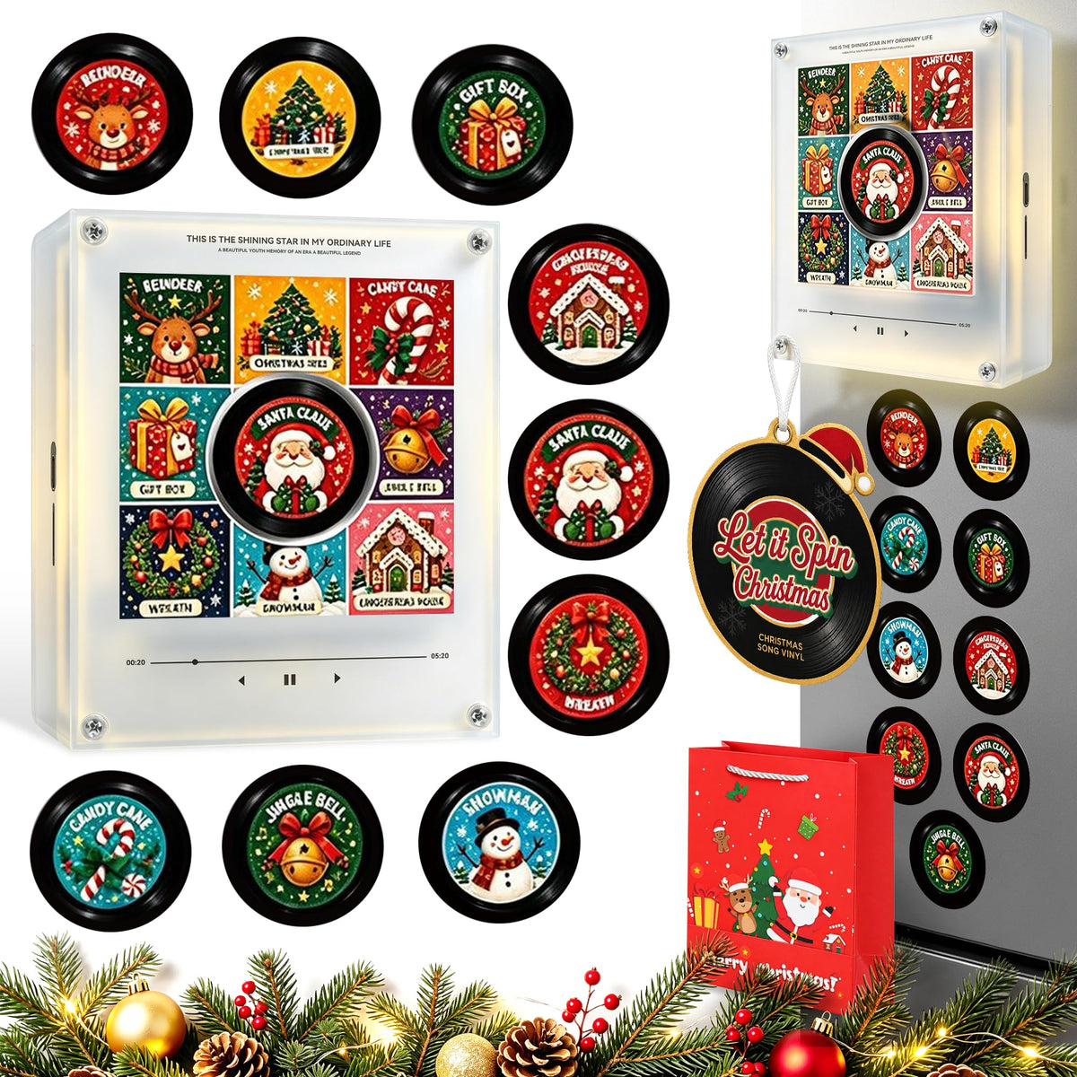Personalized Magnetic Christmas Music Player with 9 Discs