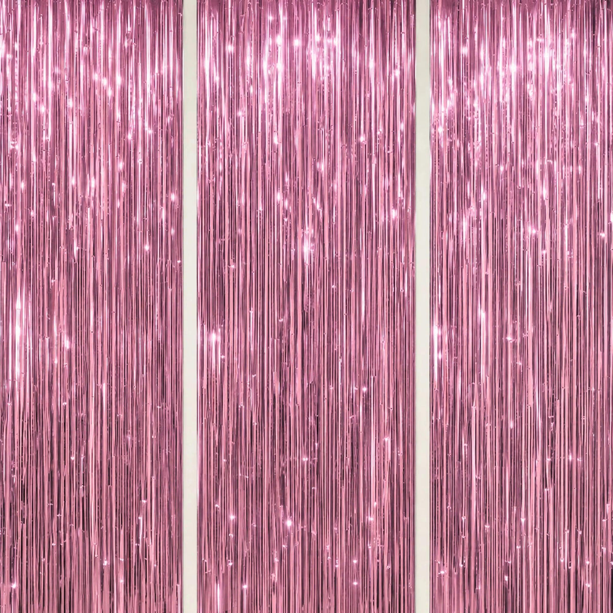 3-Pack Metallic Foil Fringe Backdrop Curtains for Parties