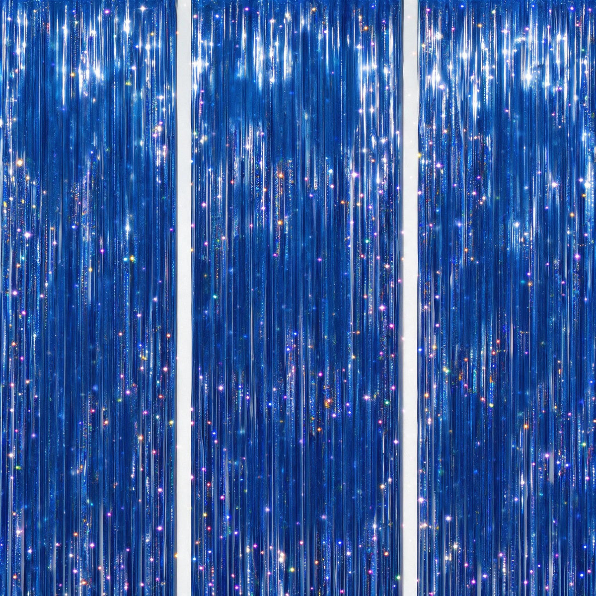 3-Pack Metallic Foil Fringe Backdrop Curtains for Parties