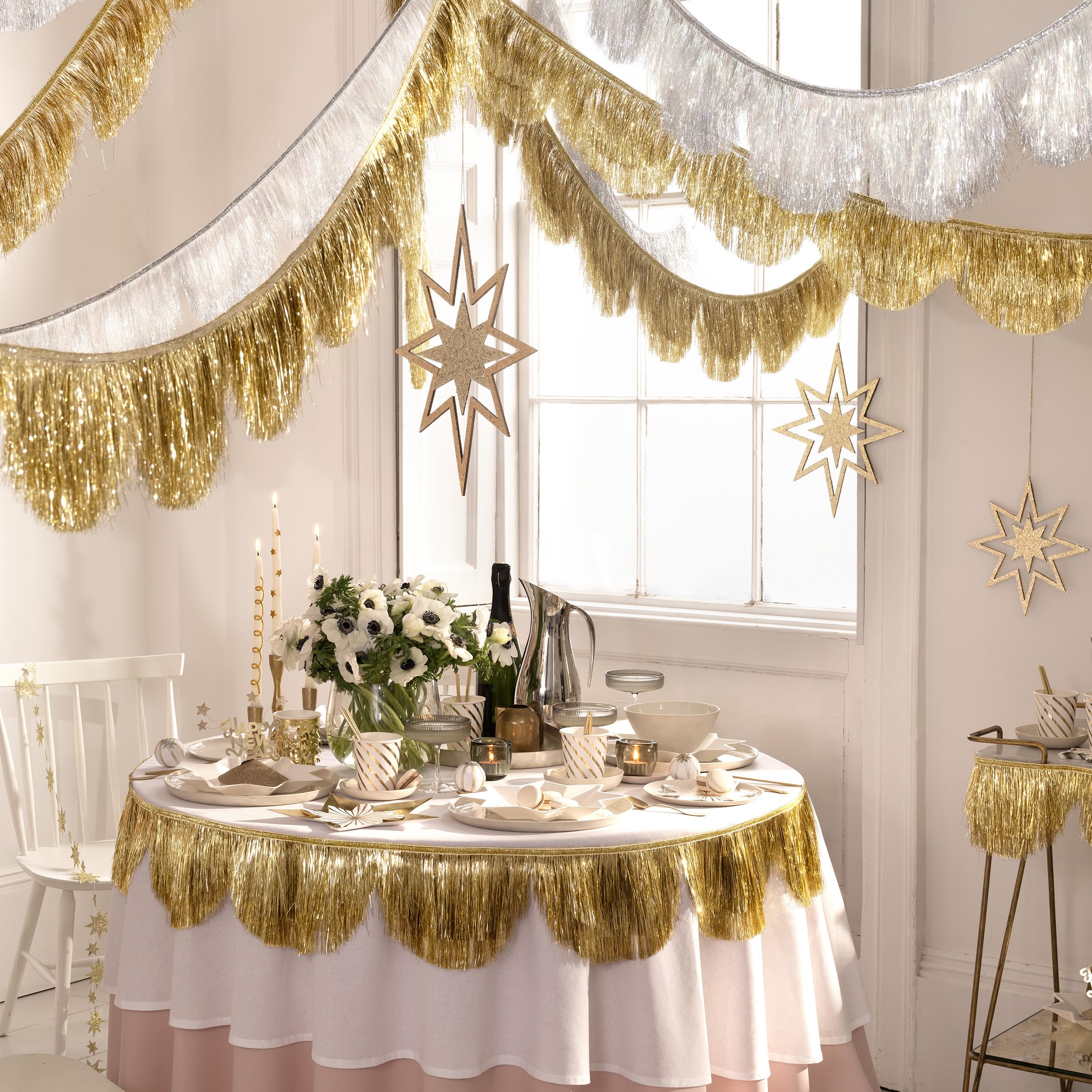 Meri Meri Tinsel Fringe Party Banner (Pack of 1), 10' Party Garland Including Excess Cord
