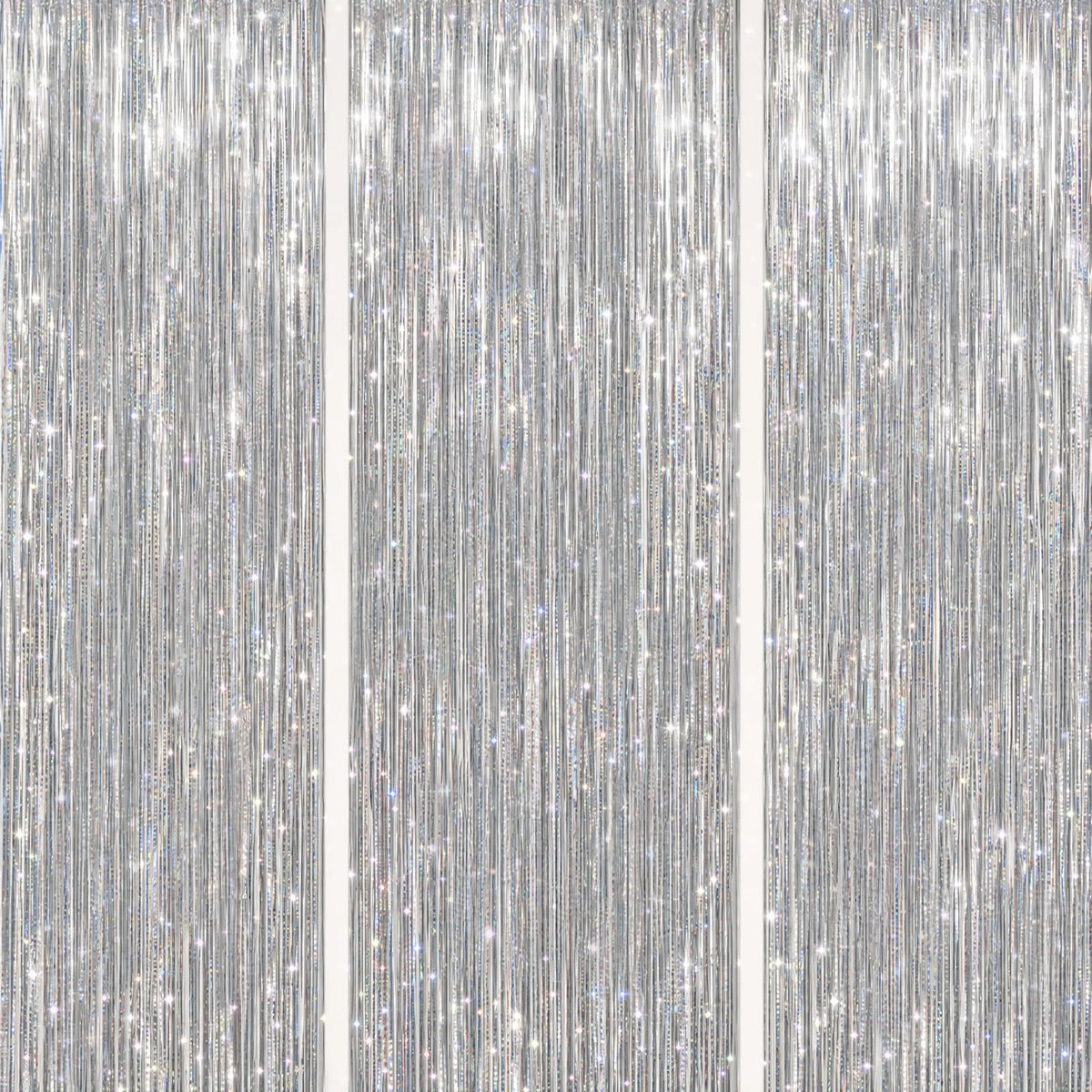 3-Pack Metallic Foil Fringe Backdrop Curtains for Parties